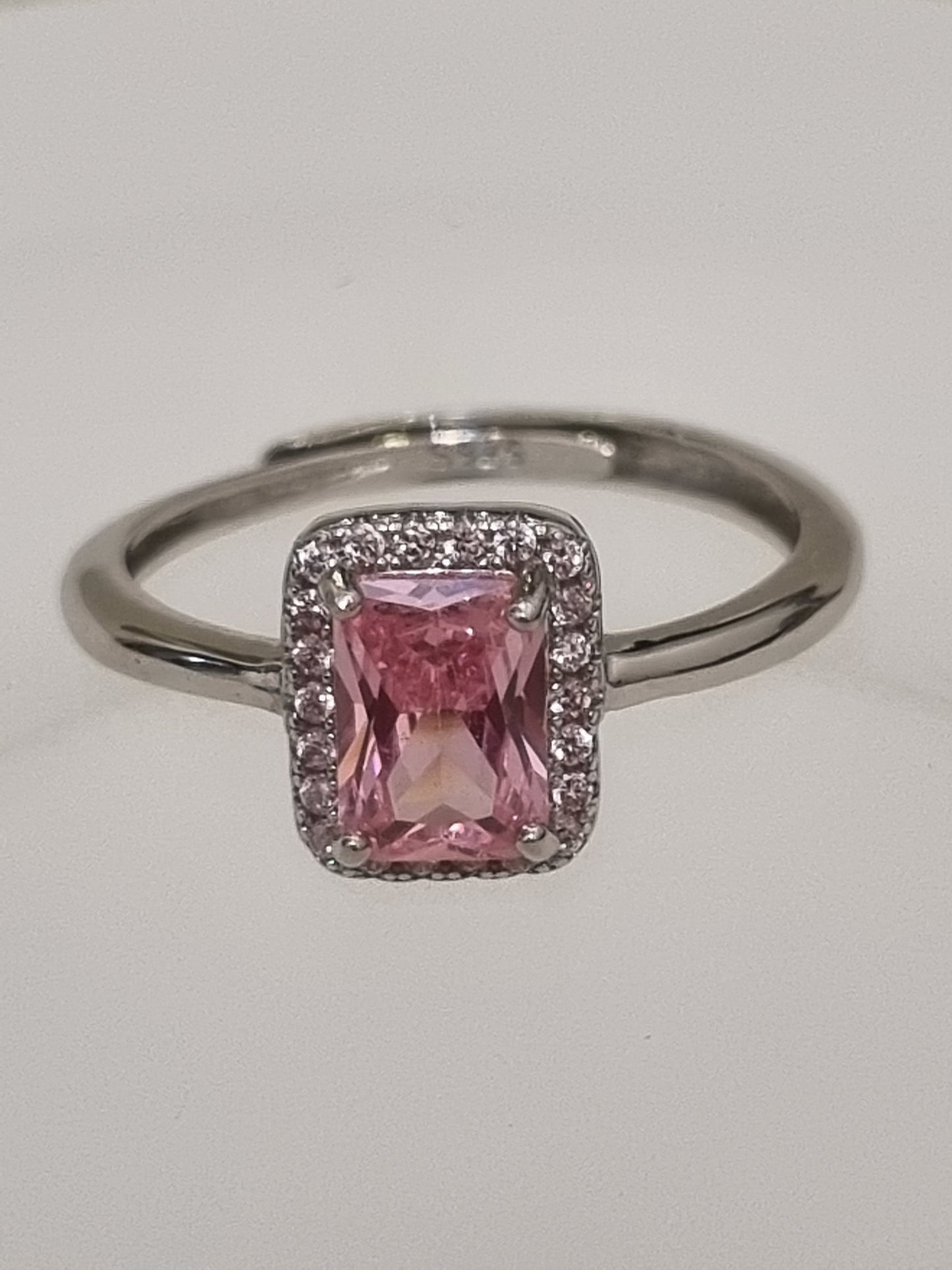 Radiant-Cut Pink Moissanite Ring