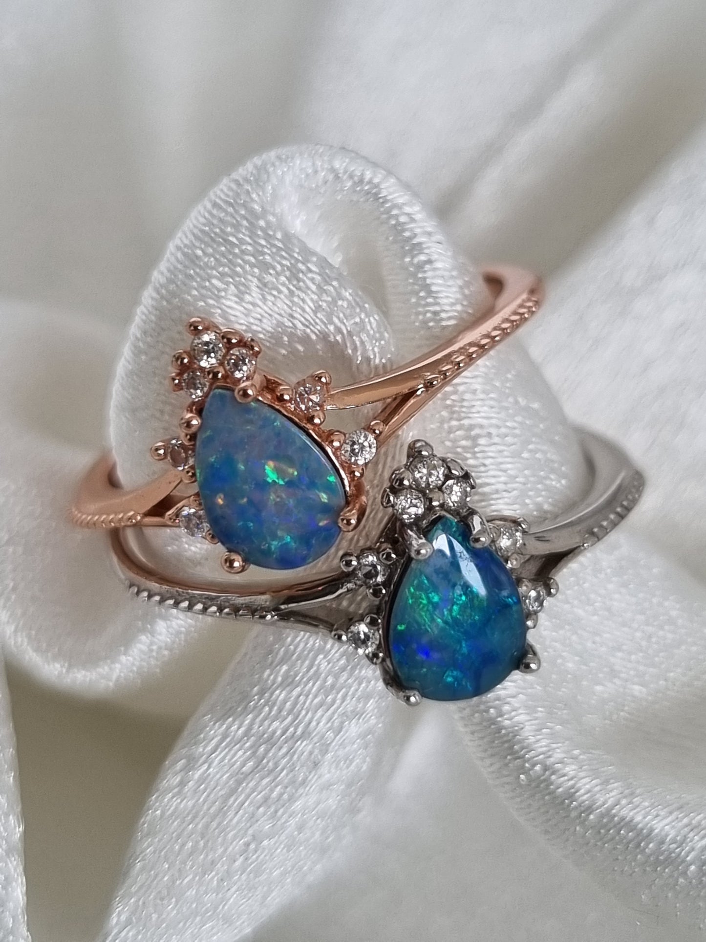 Aussie Blue Doublet Opal Ring