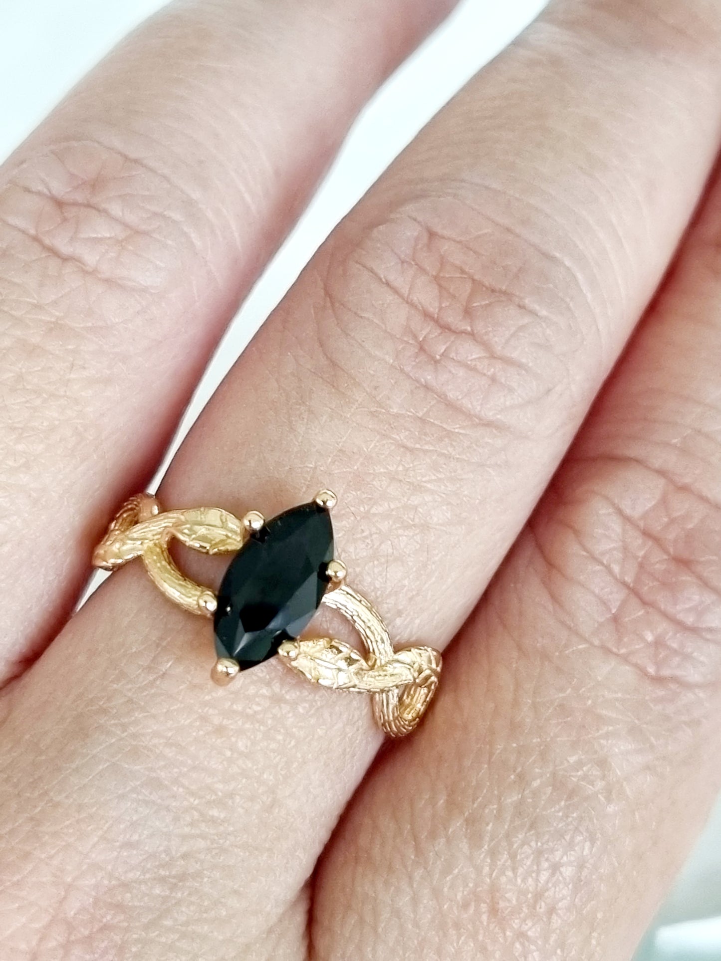 Black Spinel Marquise Cut Ring