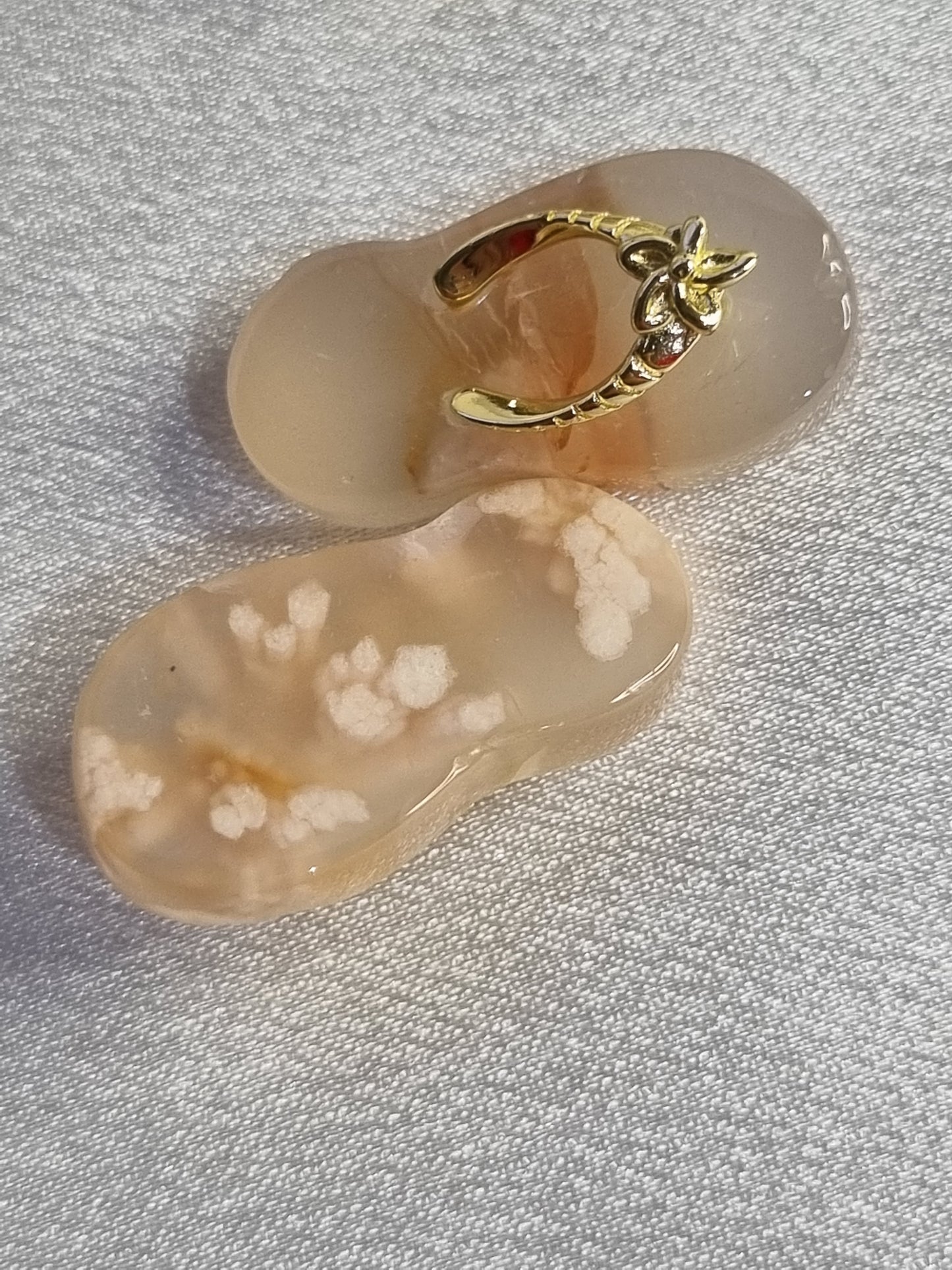 Flower Agate Gold Slippers (Pair)
