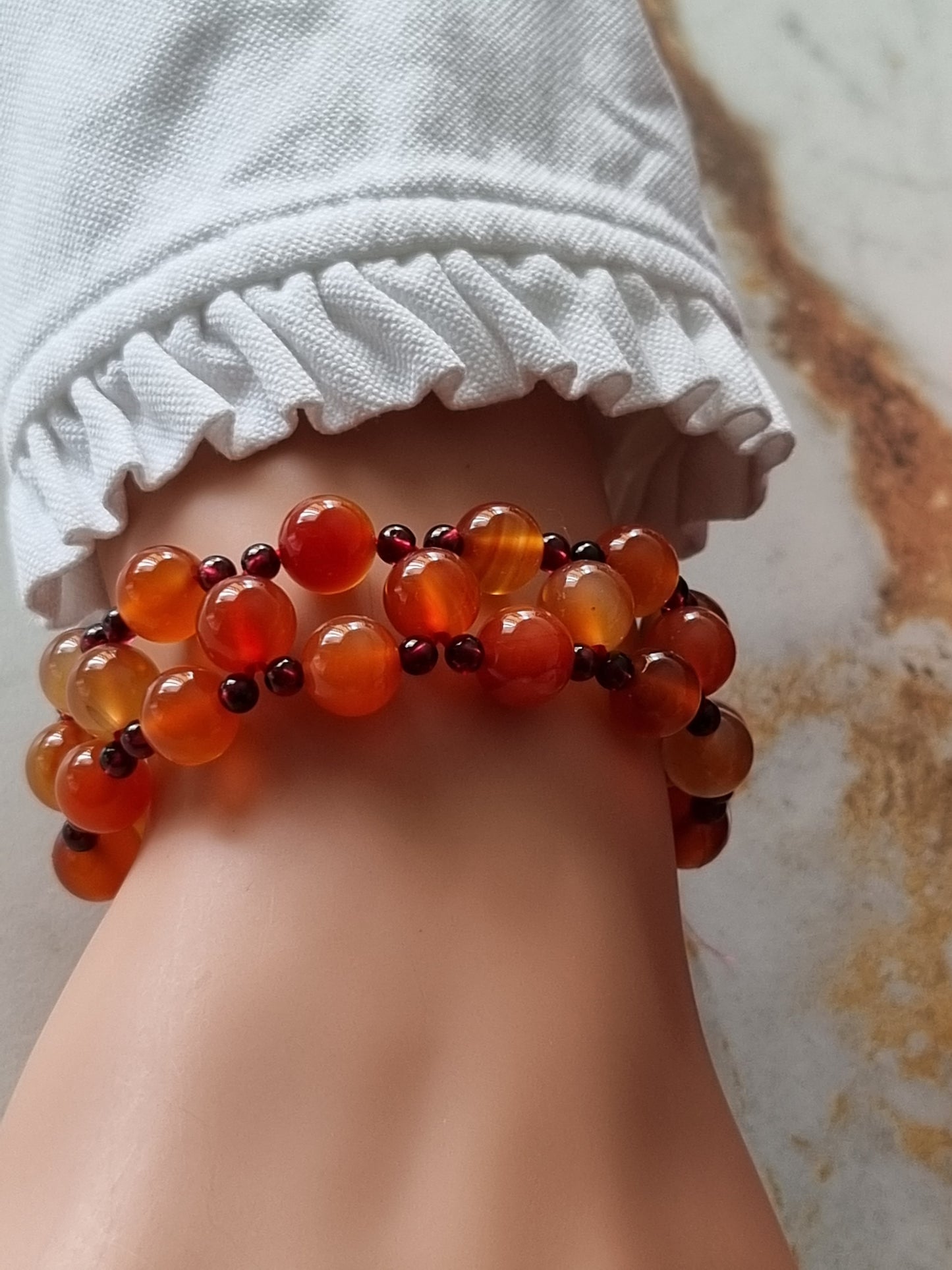 3-tier Red Carnelian Bracelet