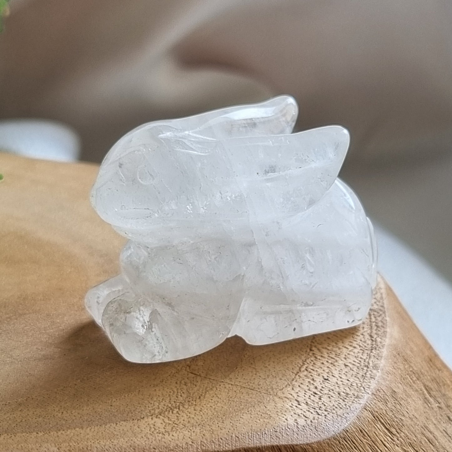 Clear Quartz Rabbit Figurine Display