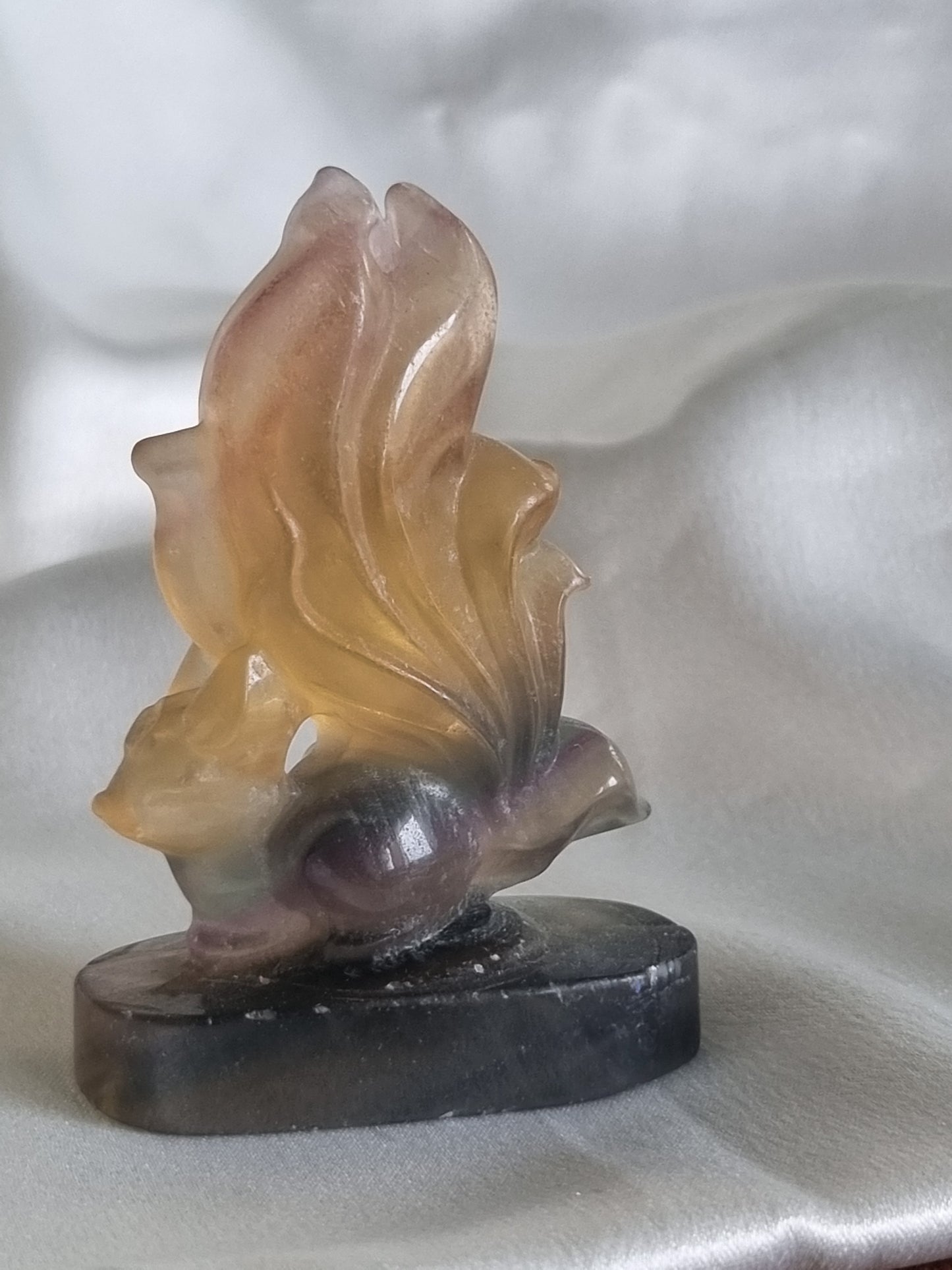 Fluorite Nine-tailed Fox Carving Display