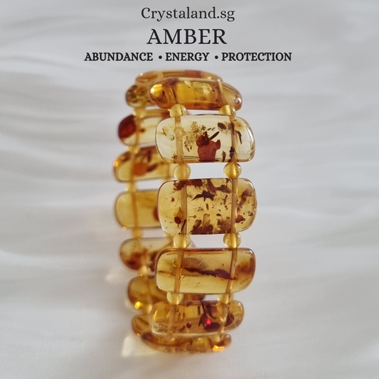 Golden Flower Amber ShouPai Bracelet