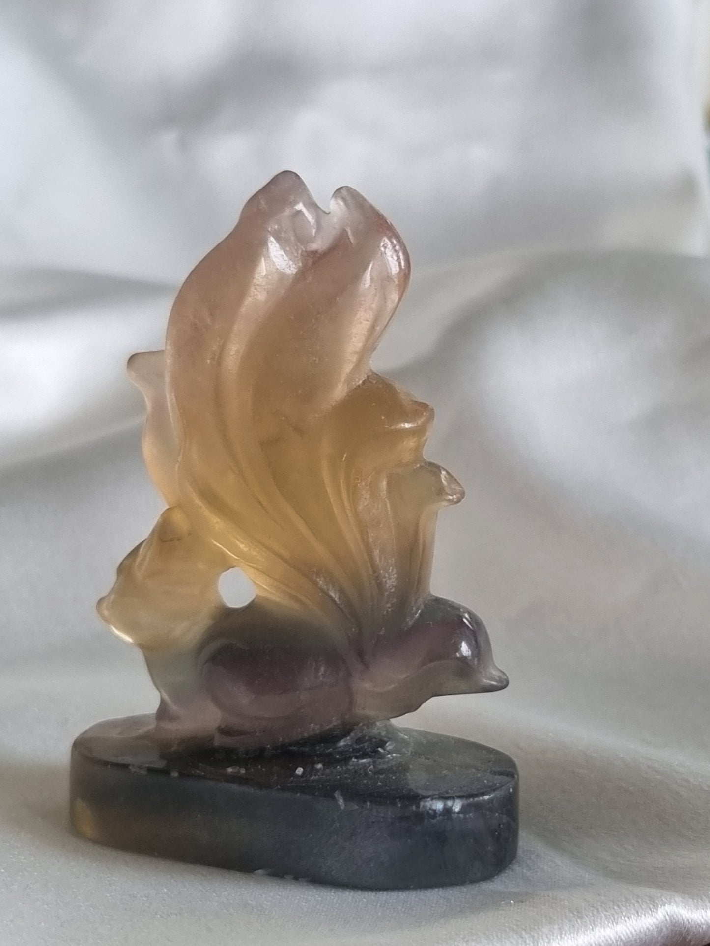 Fluorite Nine-tailed Fox Carving Display