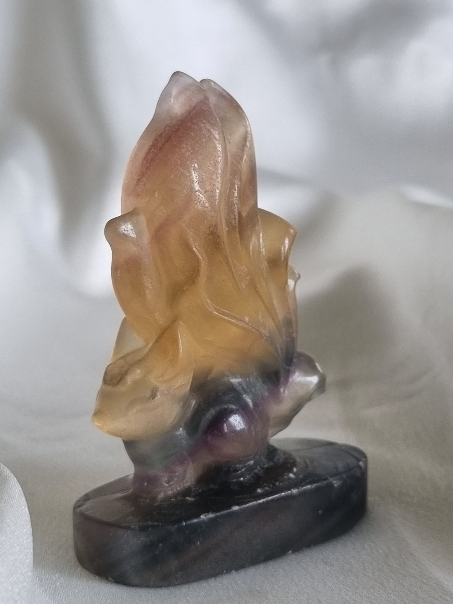 Fluorite Nine-tailed Fox Carving Display