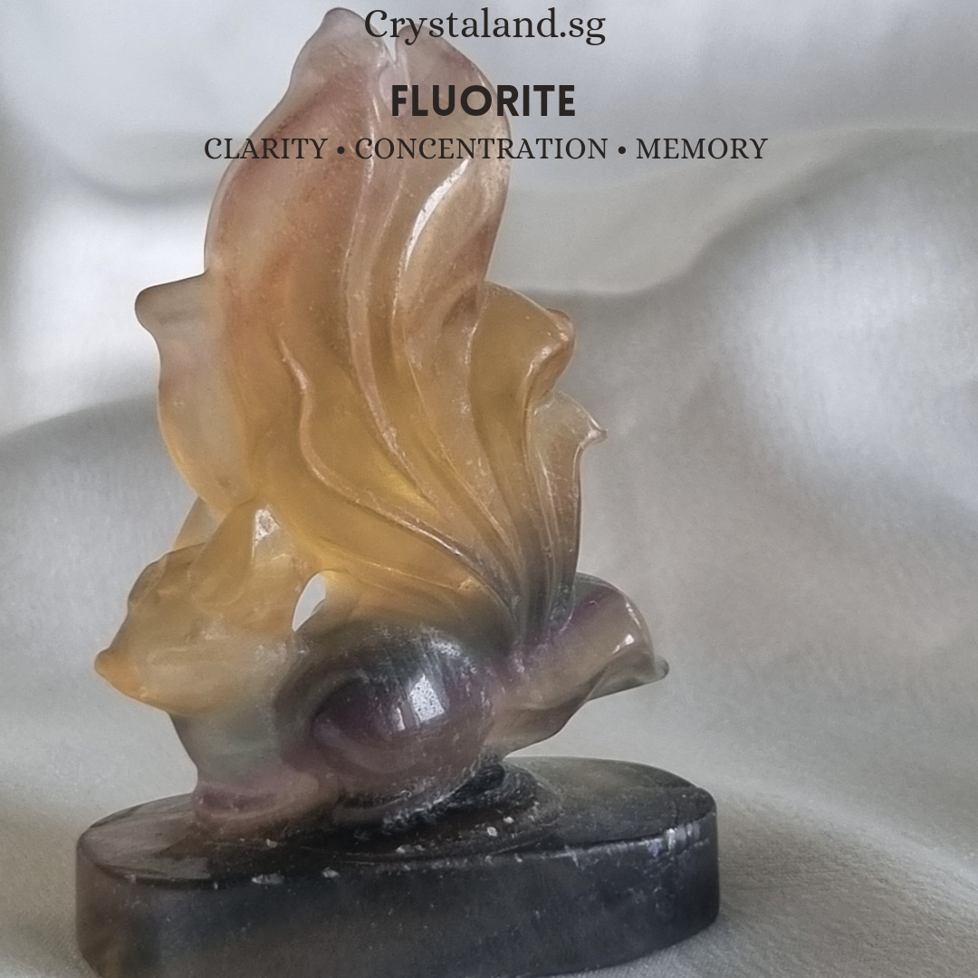 Fluorite Nine-tailed Fox Carving Display