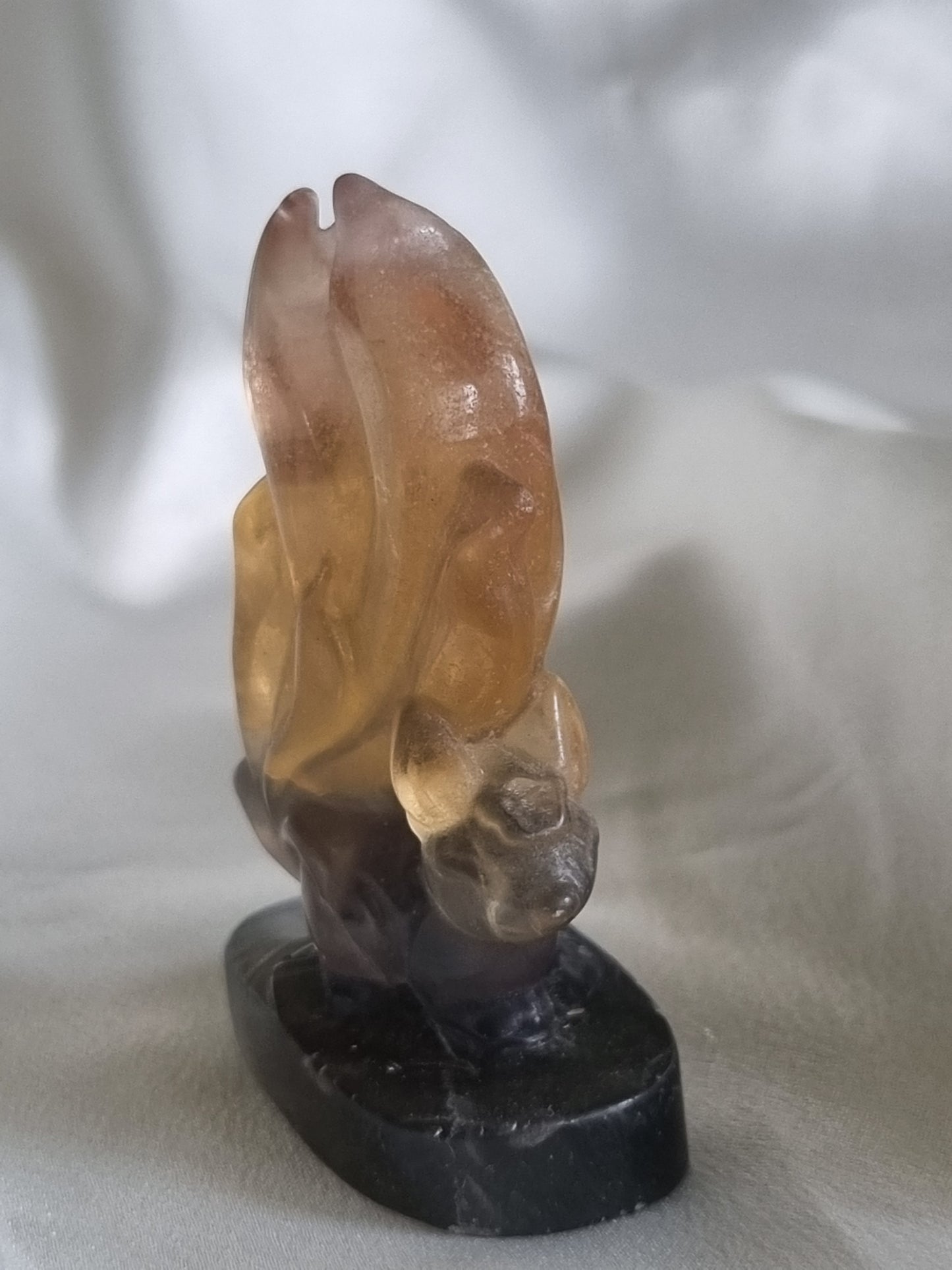 Fluorite Nine-tailed Fox Carving Display