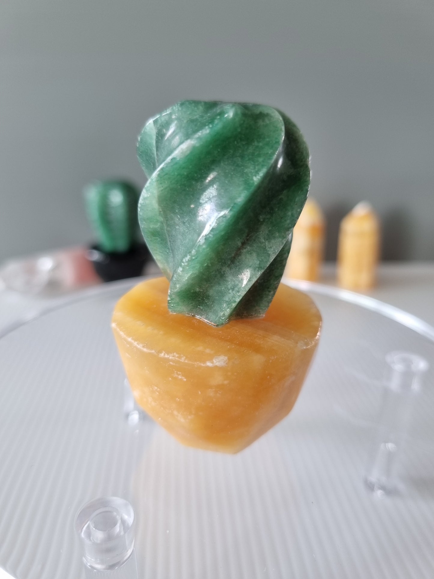 Cactus Display - Green Adventurine/Orange Calcite