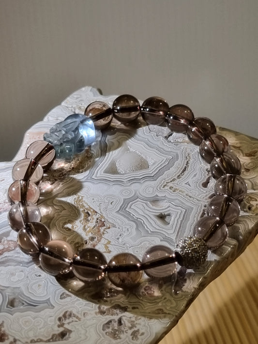 Smokey Quartz, Blue Flourite Pixiu Bracelet