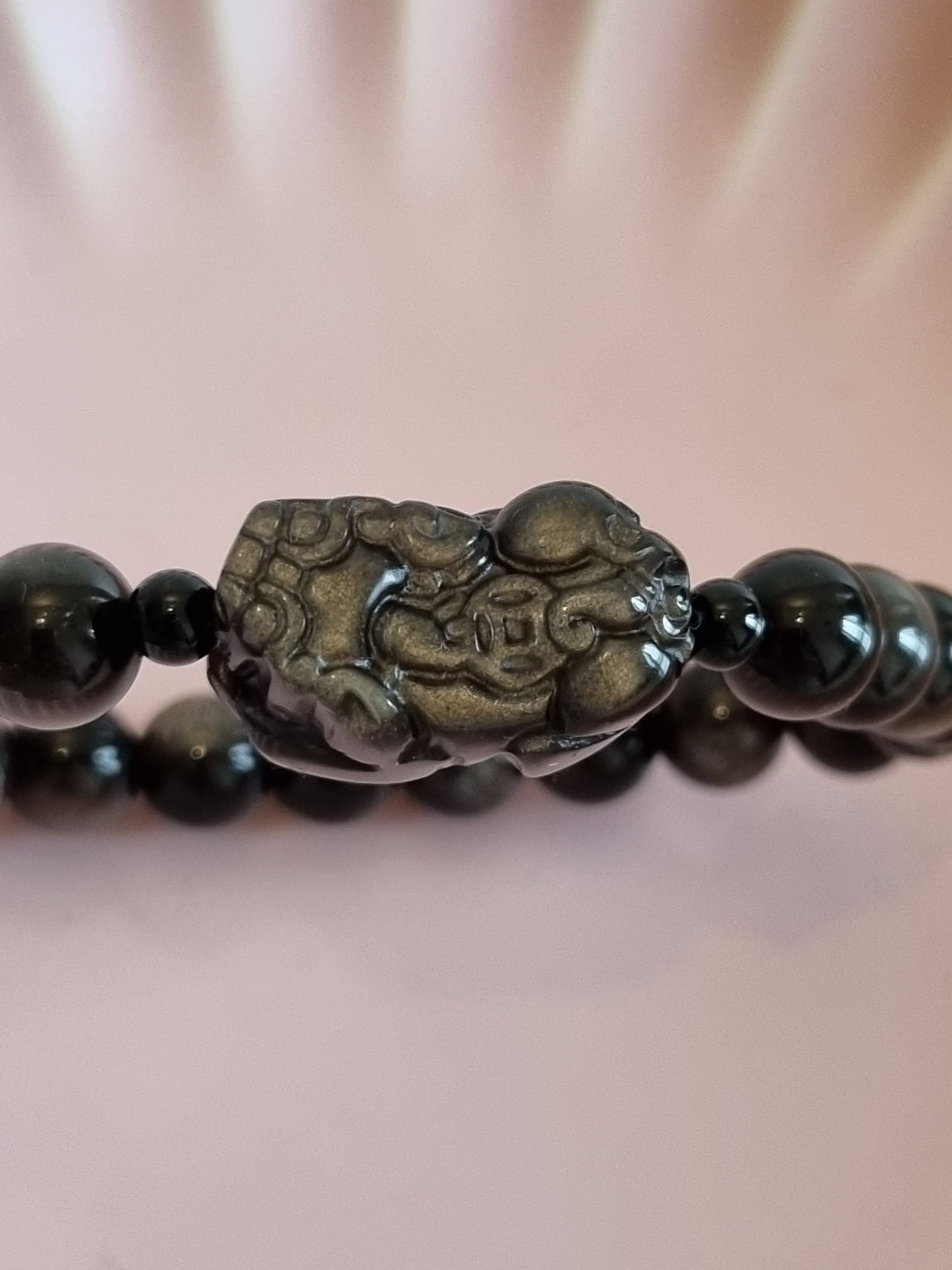 Silver Obsidian Pixiu Bracelet