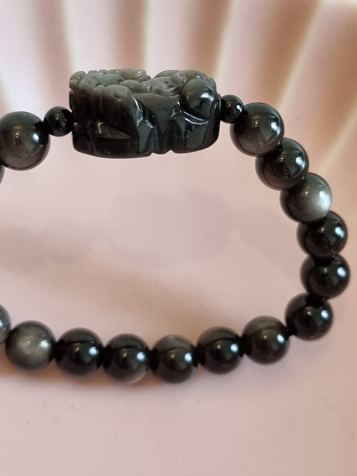 Silver Obsidian Pixiu Bracelet