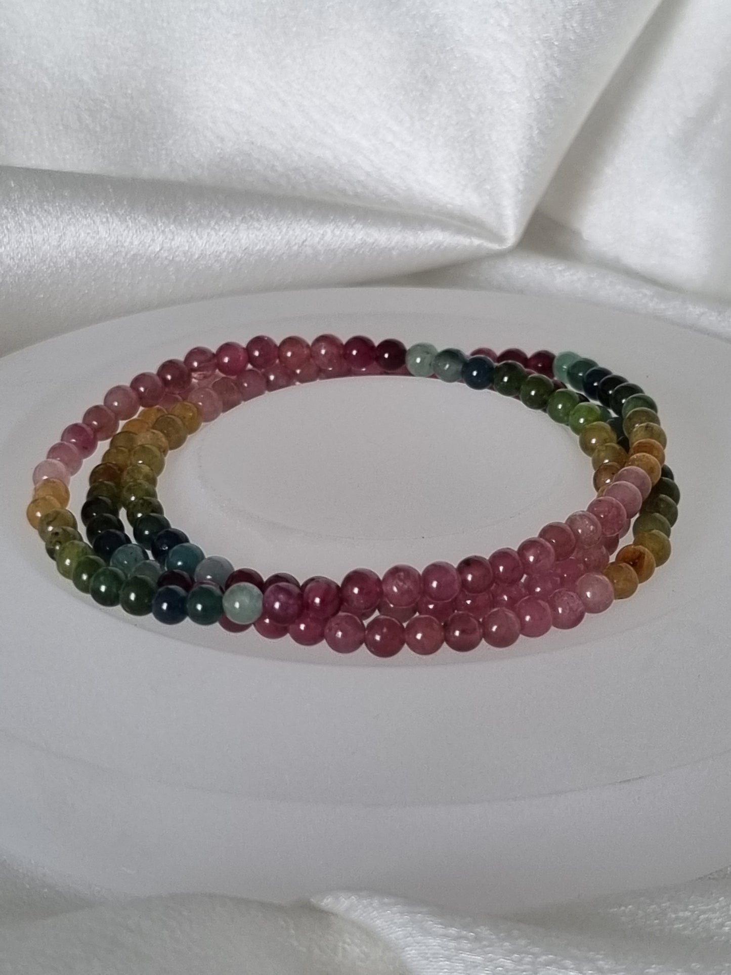 Rainbow Tourmaline Bracelet, 3-rounds