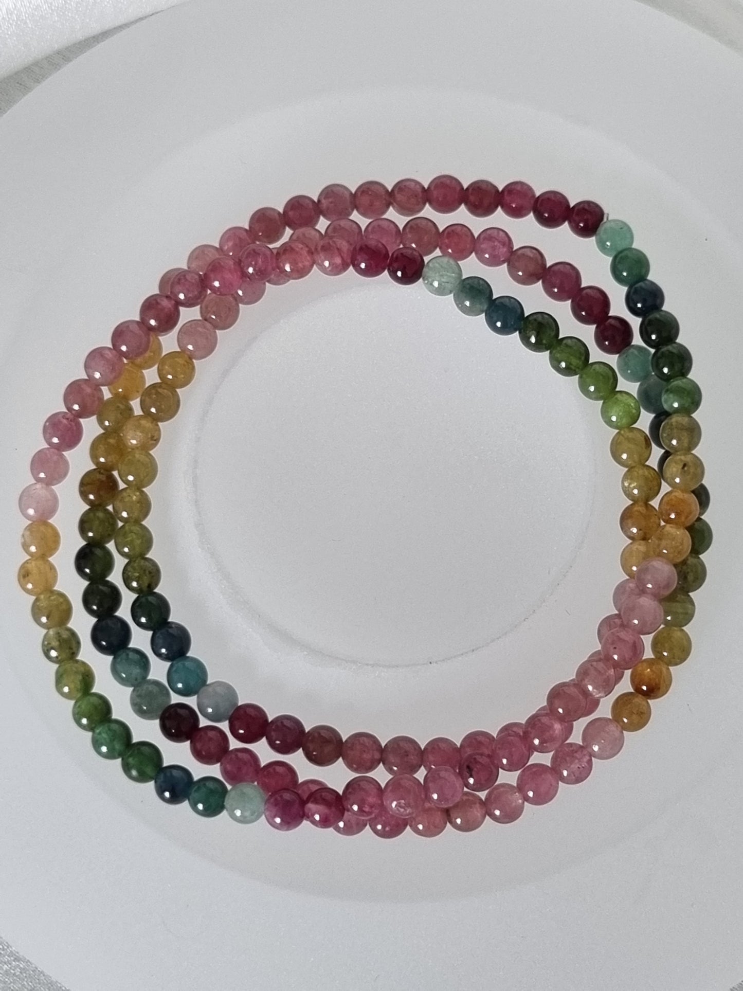 Rainbow Tourmaline Bracelet, 3-rounds