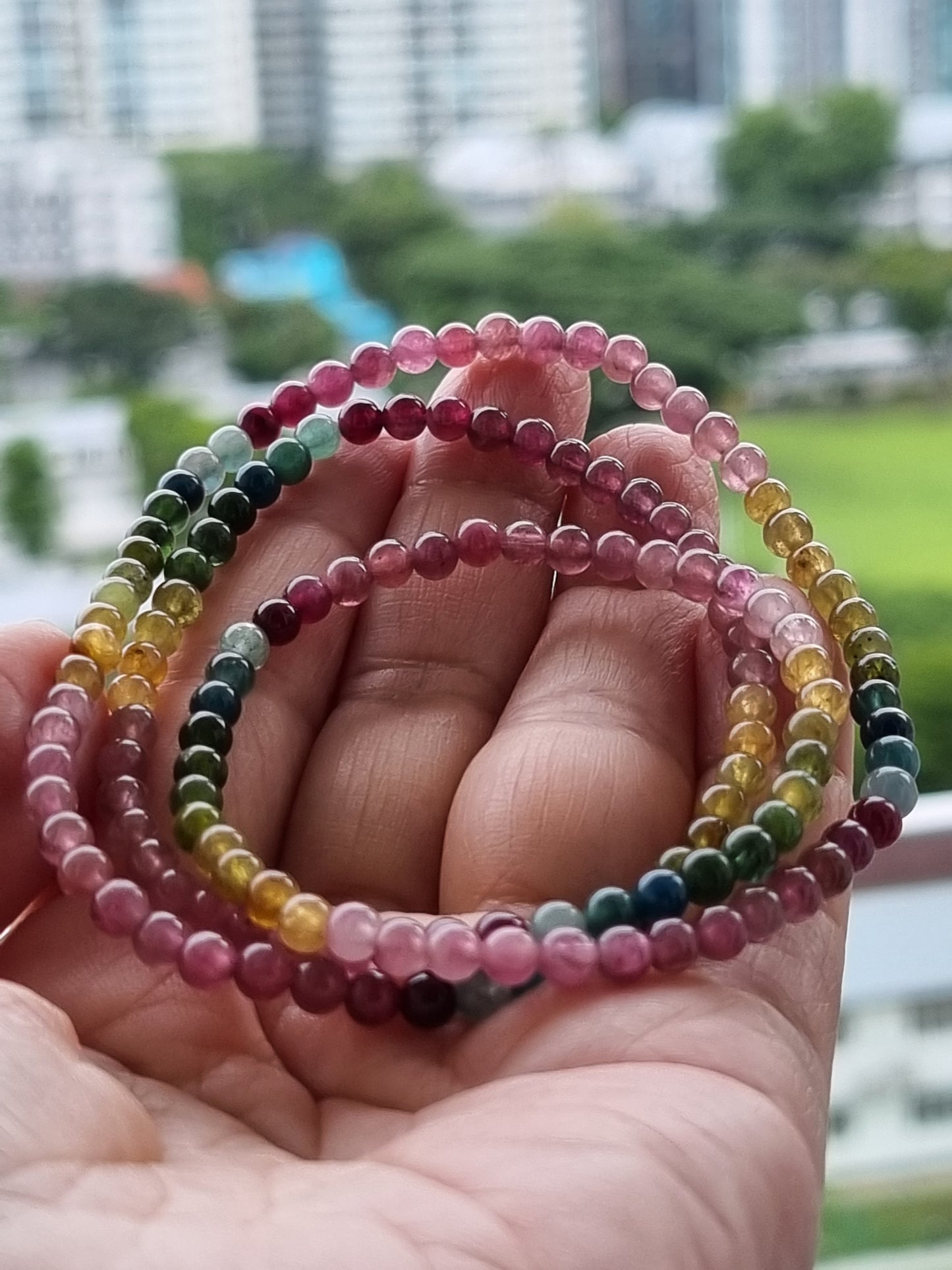 Rainbow Tourmaline Bracelet, 3-rounds