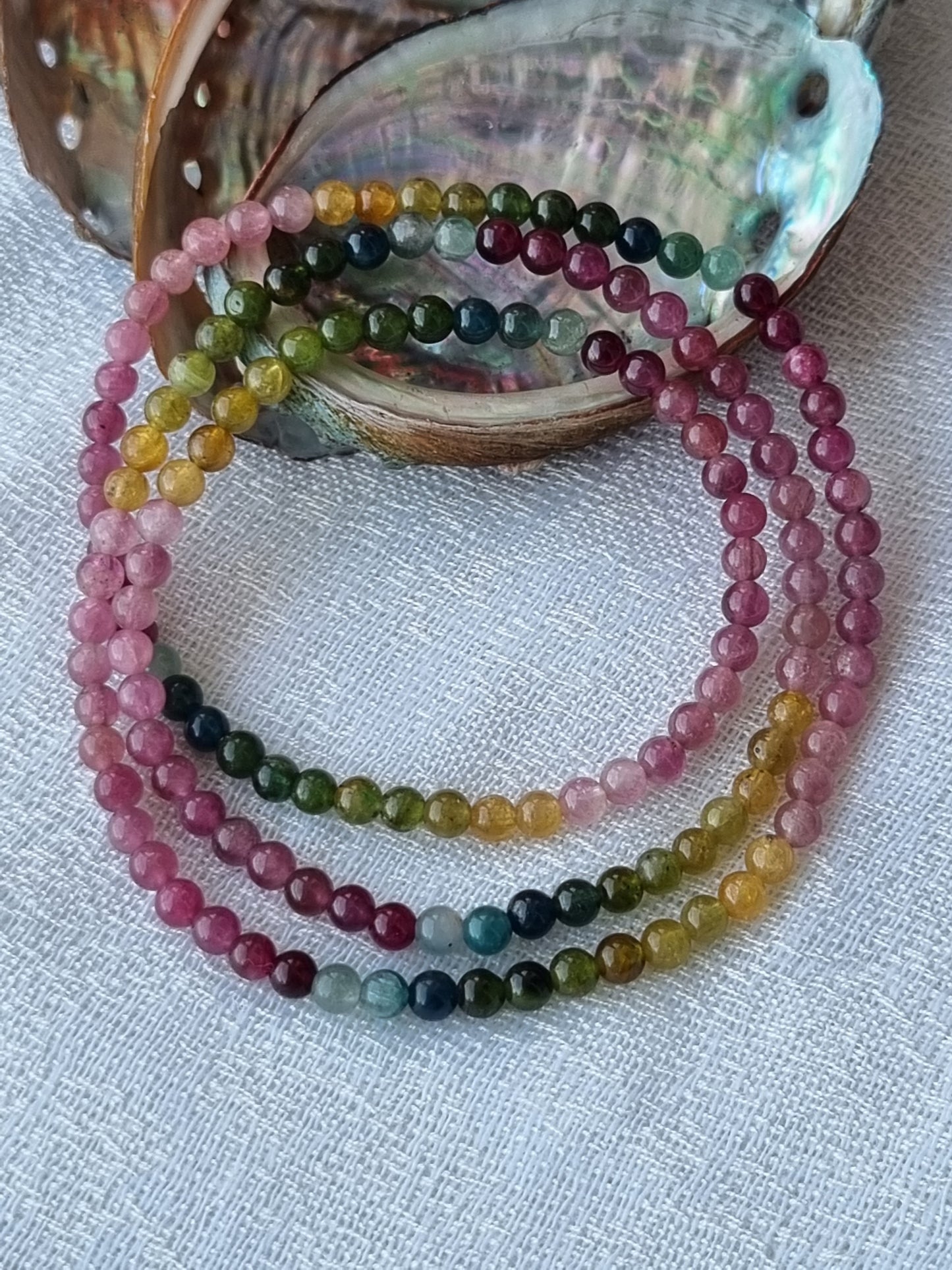 Rainbow Tourmaline Bracelet, 3-rounds