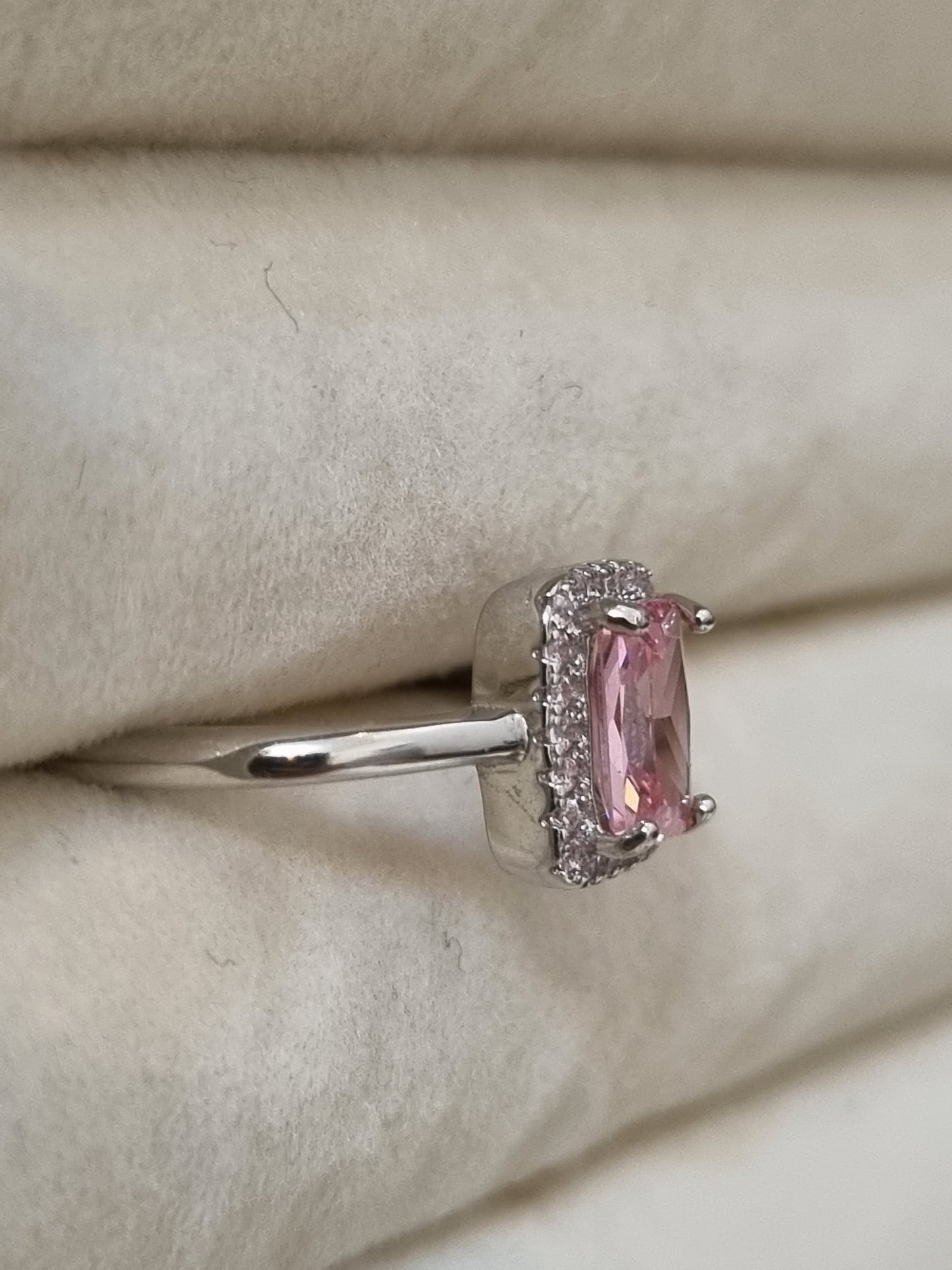 Radiant-Cut Pink Moissanite Ring