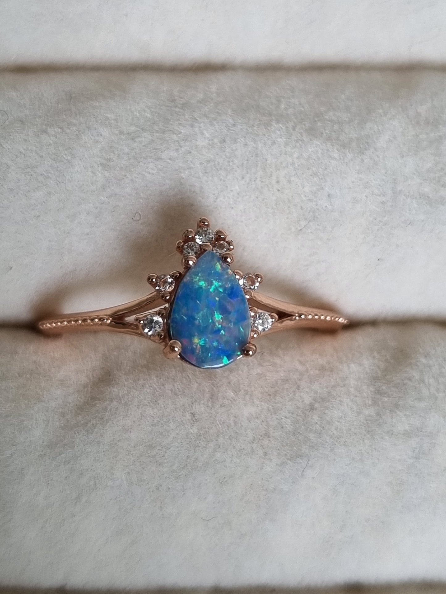 Aussie Blue Doublet Opal Ring