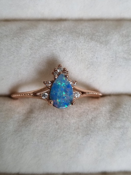Aussie Blue Doublet Opal Ring