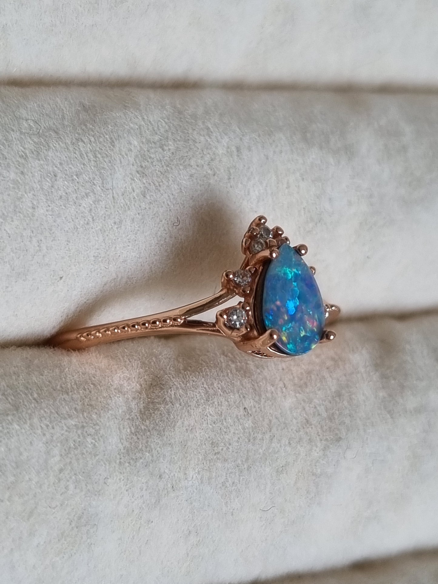 Aussie Blue Doublet Opal Ring