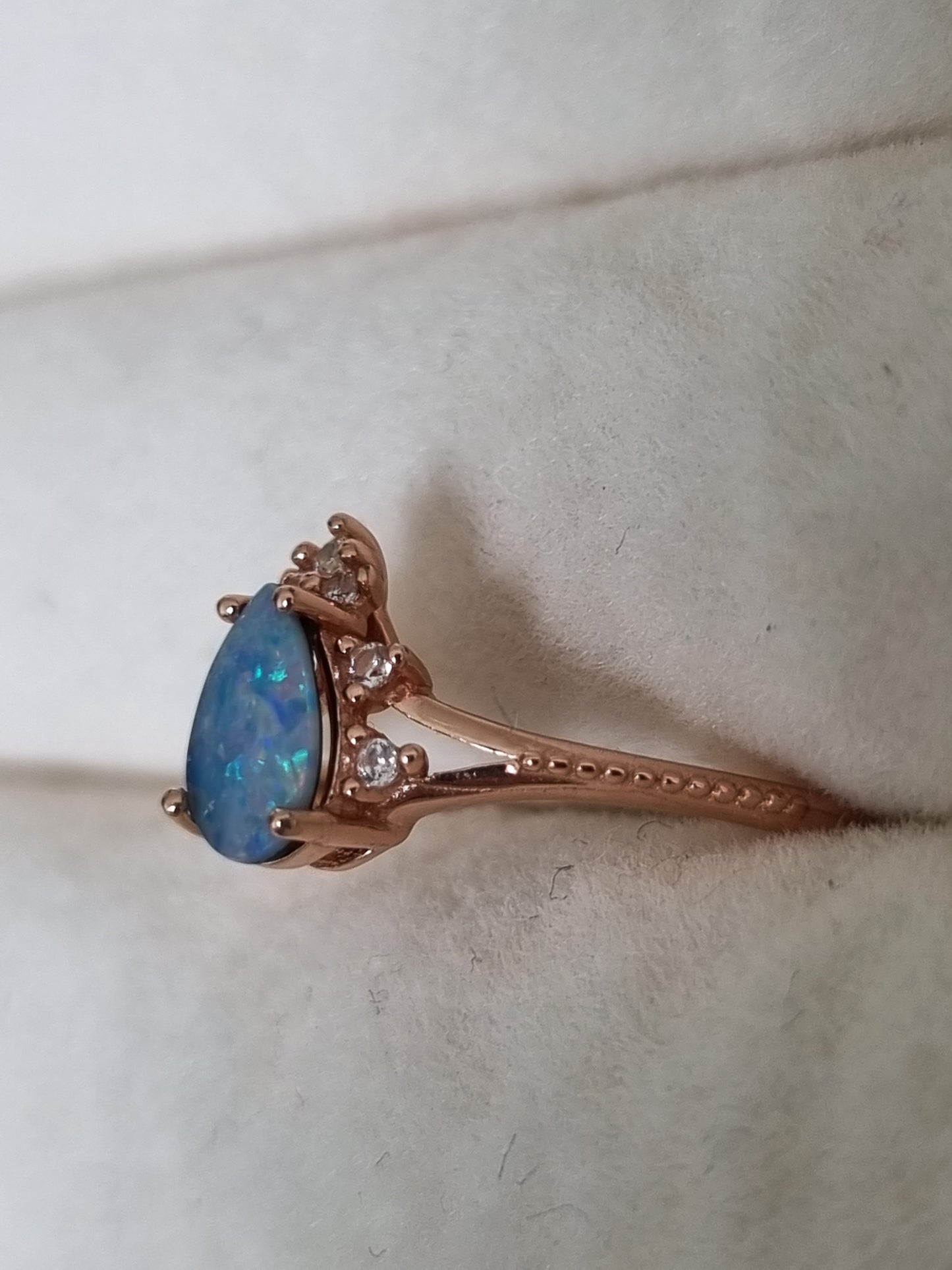 Aussie Blue Doublet Opal Ring