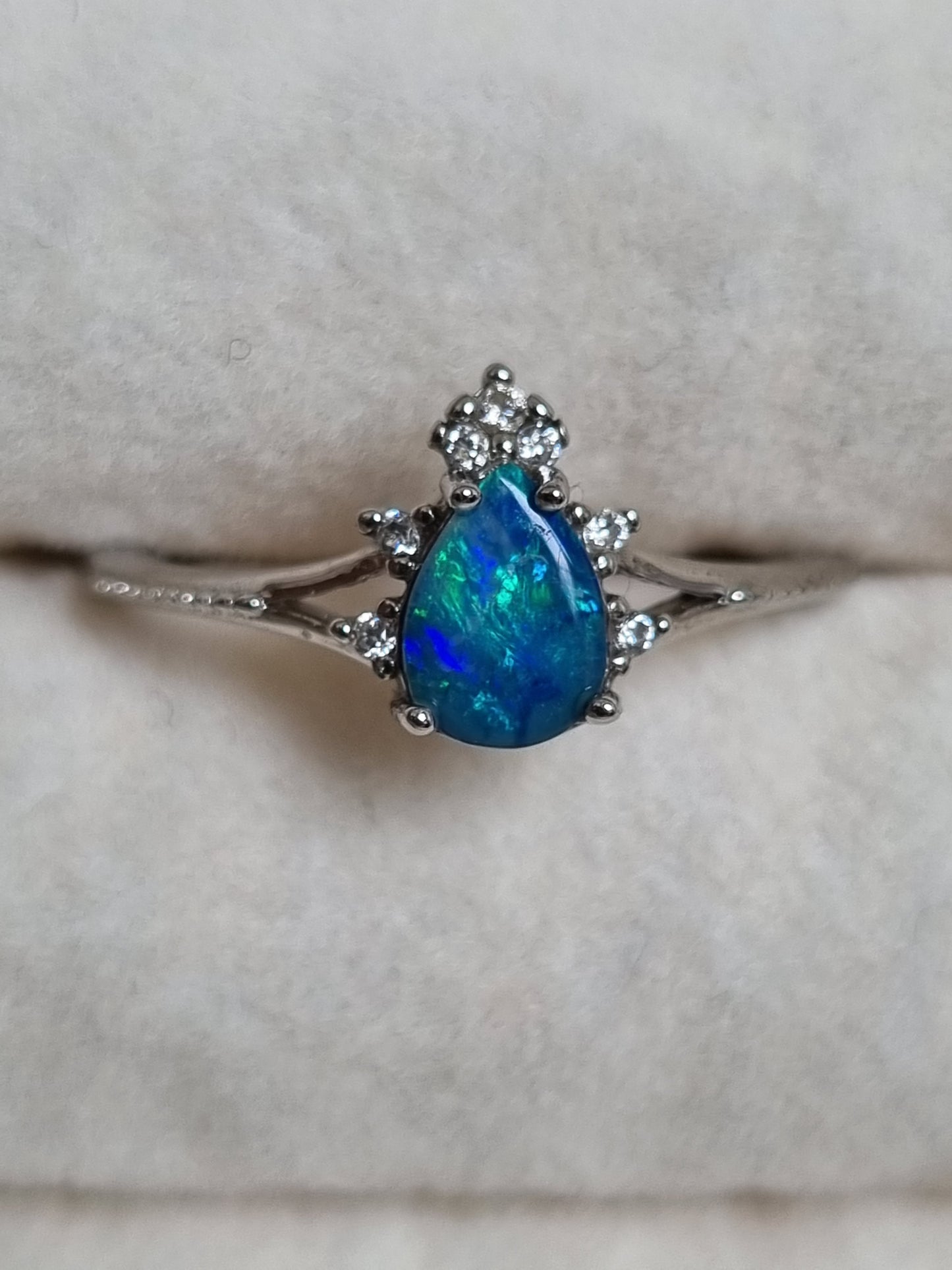 Aussie Blue Doublet Opal Ring