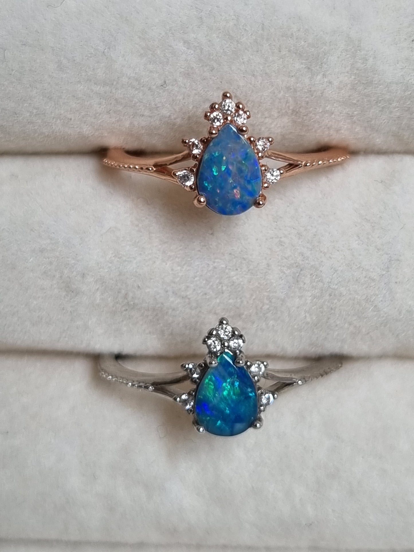 Aussie Blue Doublet Opal Ring