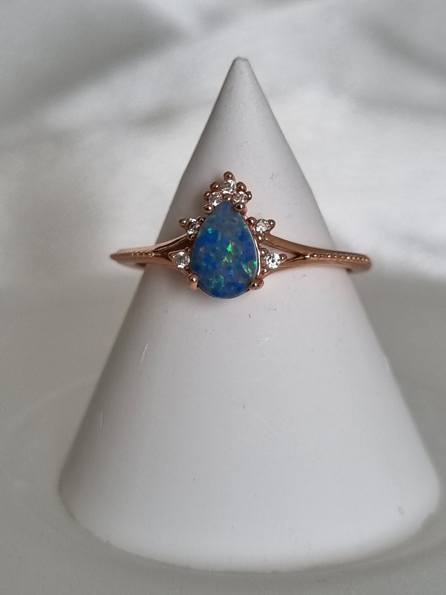 Aussie Blue Doublet Opal Ring