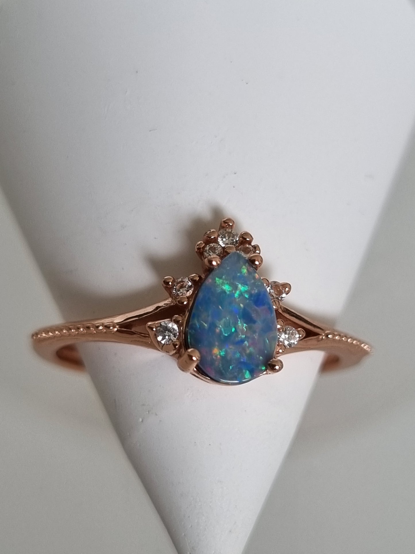 Aussie Blue Doublet Opal Ring