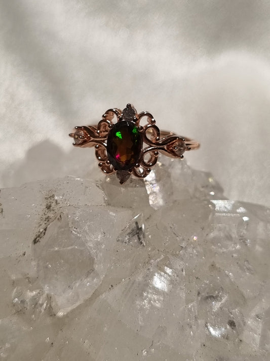 Black Opal Faceted Ring