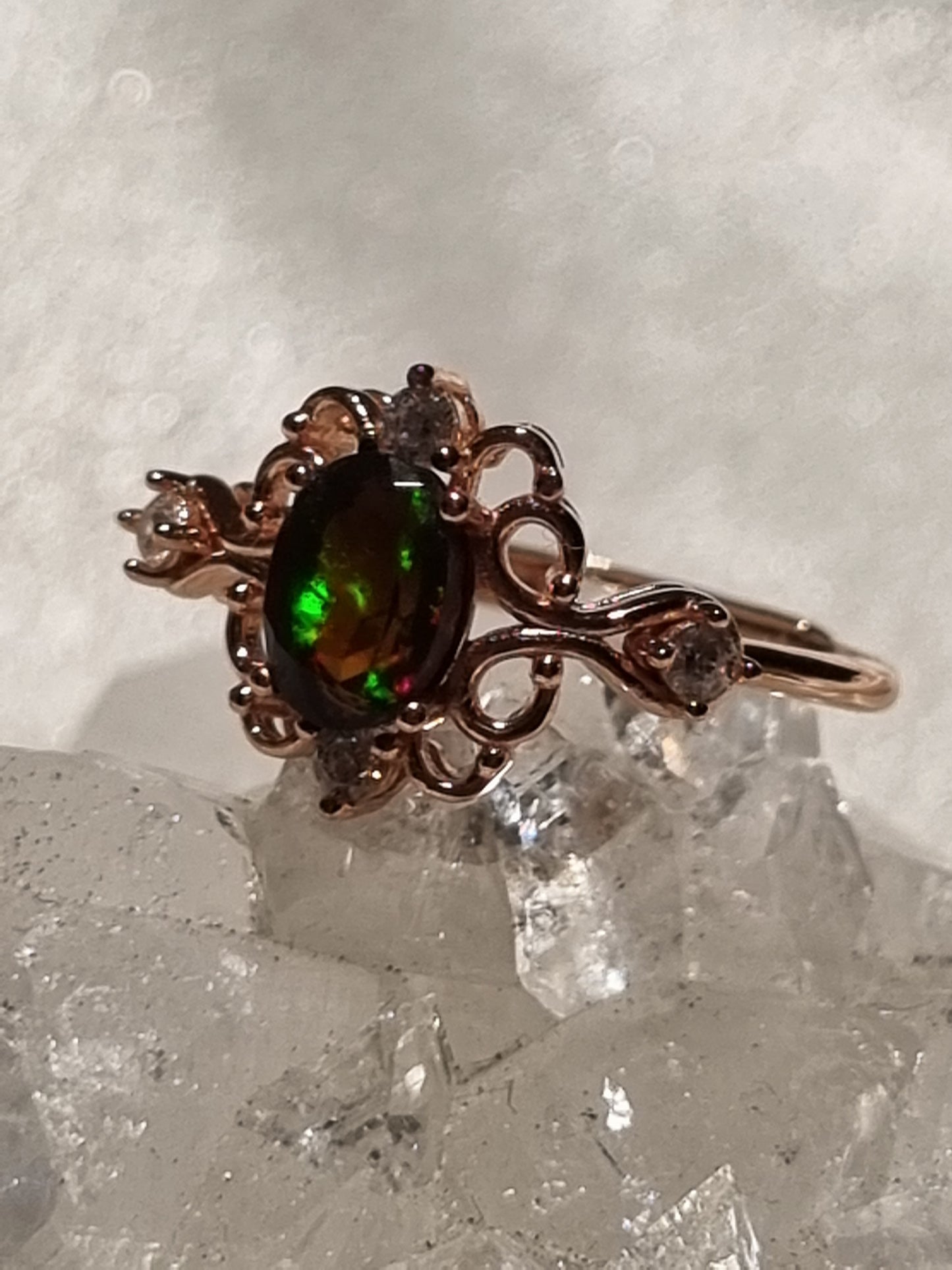 Black Opal Faceted Ring