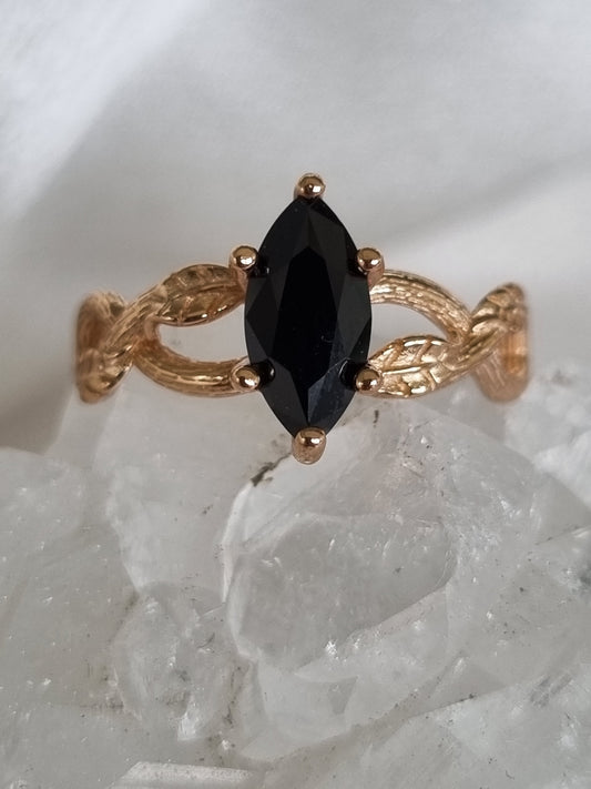 Black Spinel Marquise Cut Ring