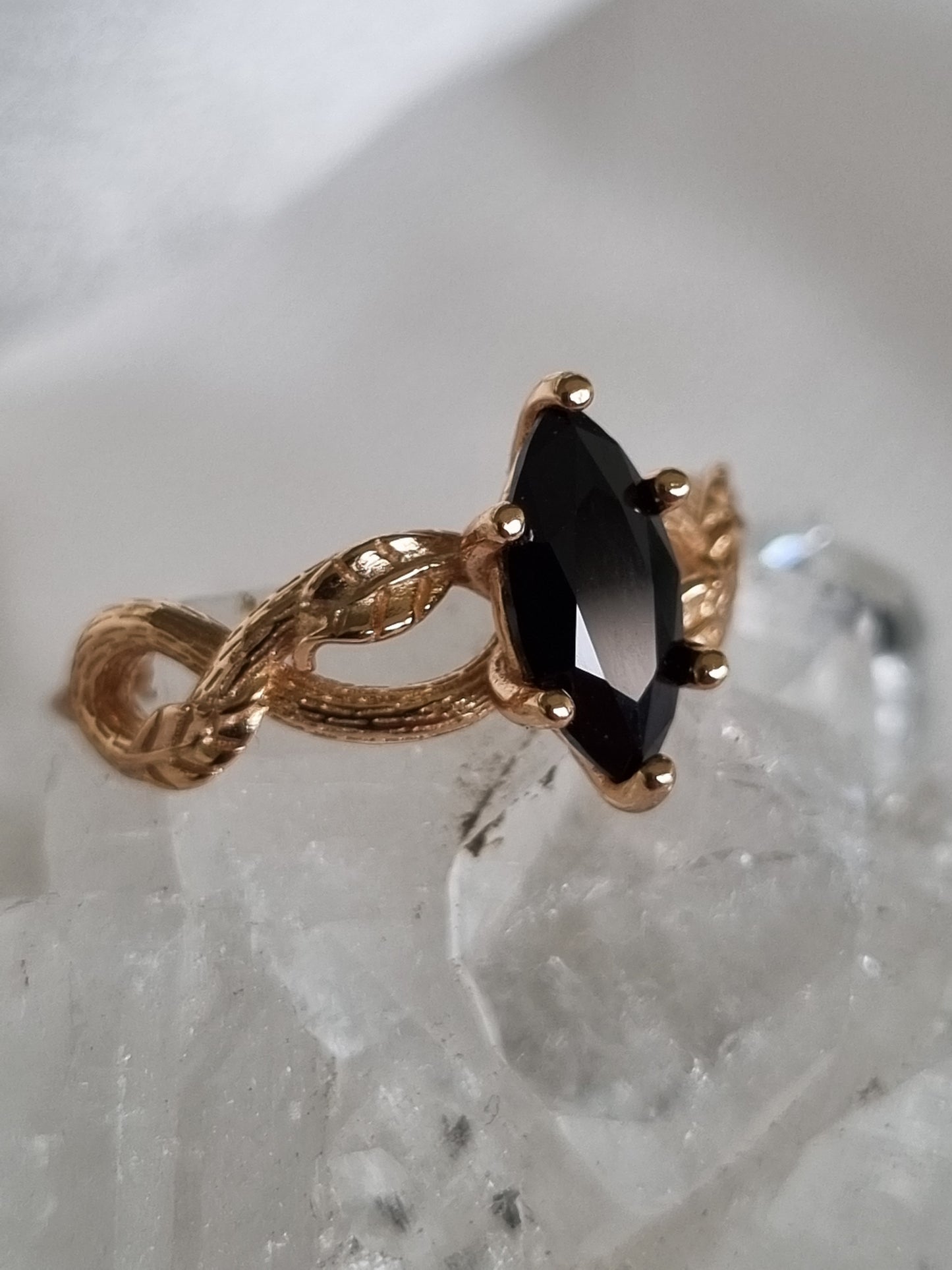 Black Spinel Marquise Cut Ring
