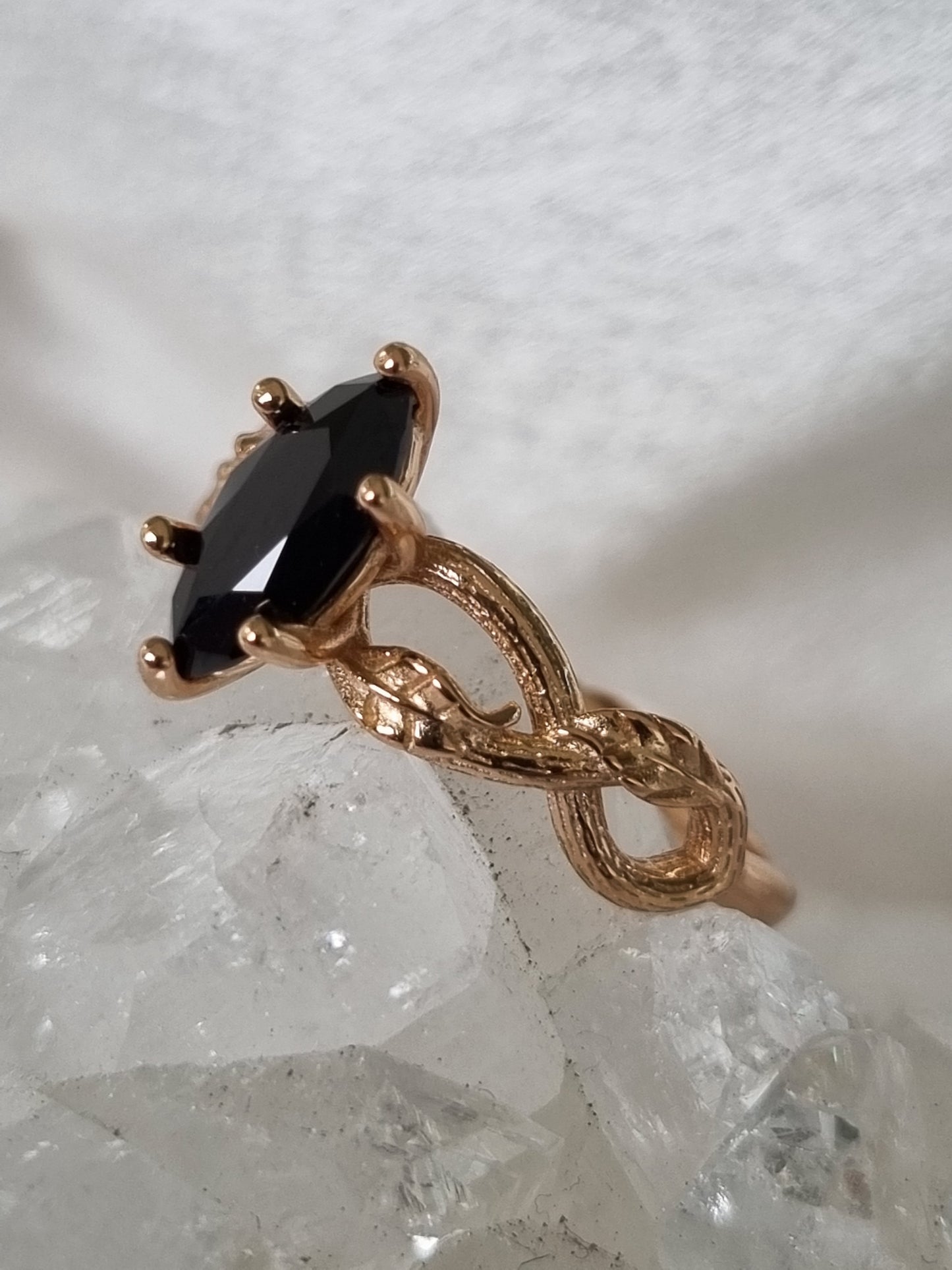 Black Spinel Marquise Cut Ring