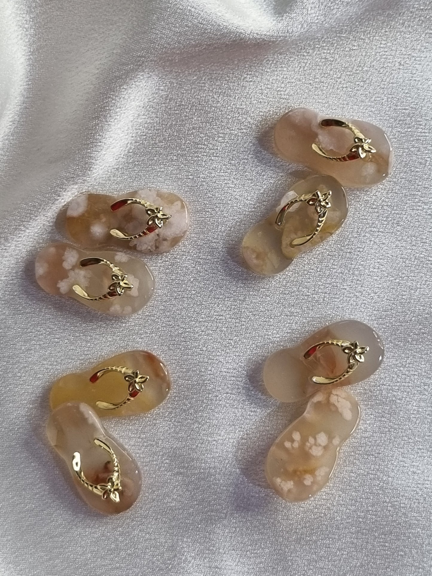 Flower Agate Gold Slippers (Pair)