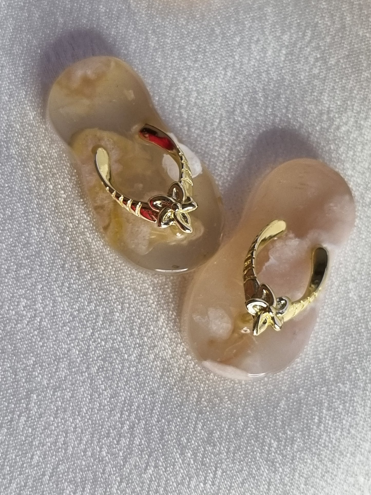 Flower Agate Gold Slippers (Pair)