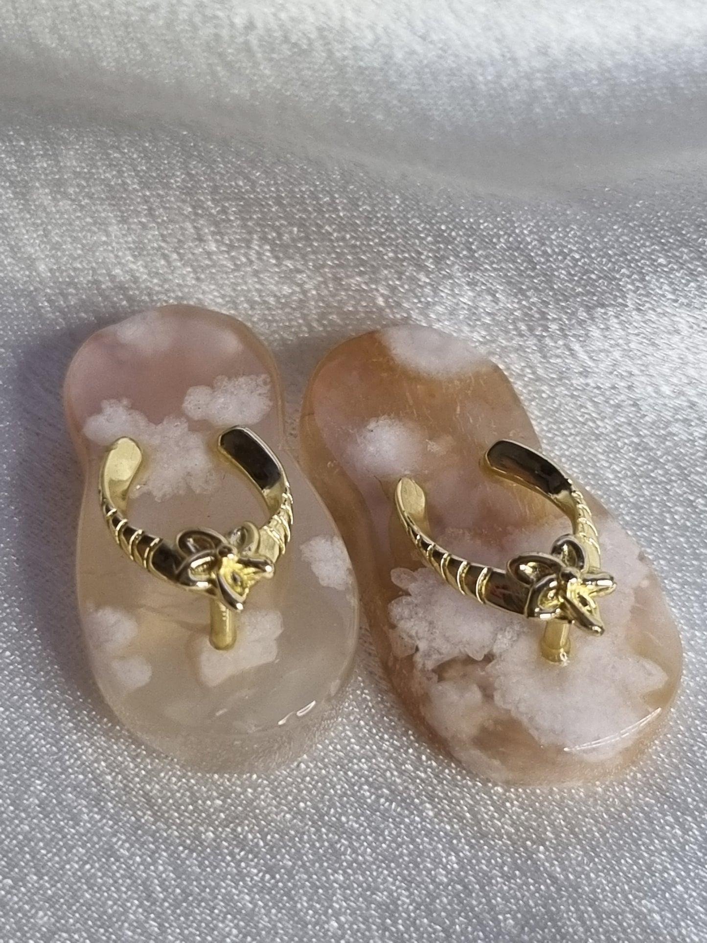 Flower Agate Gold Slippers (Pair)