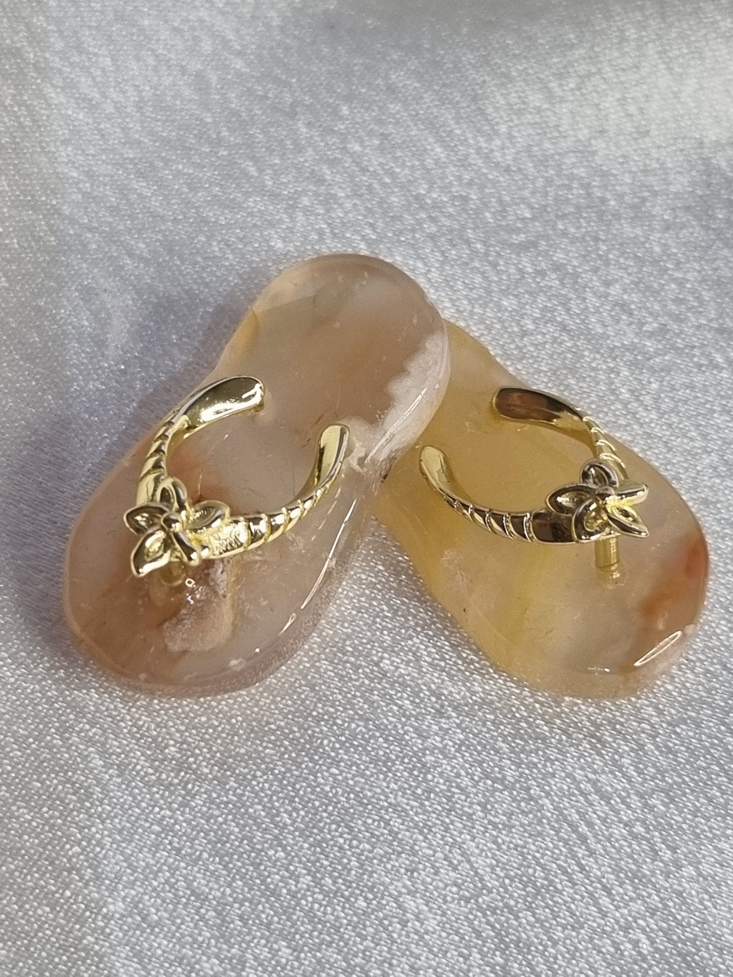 Flower Agate Gold Slippers (Pair)
