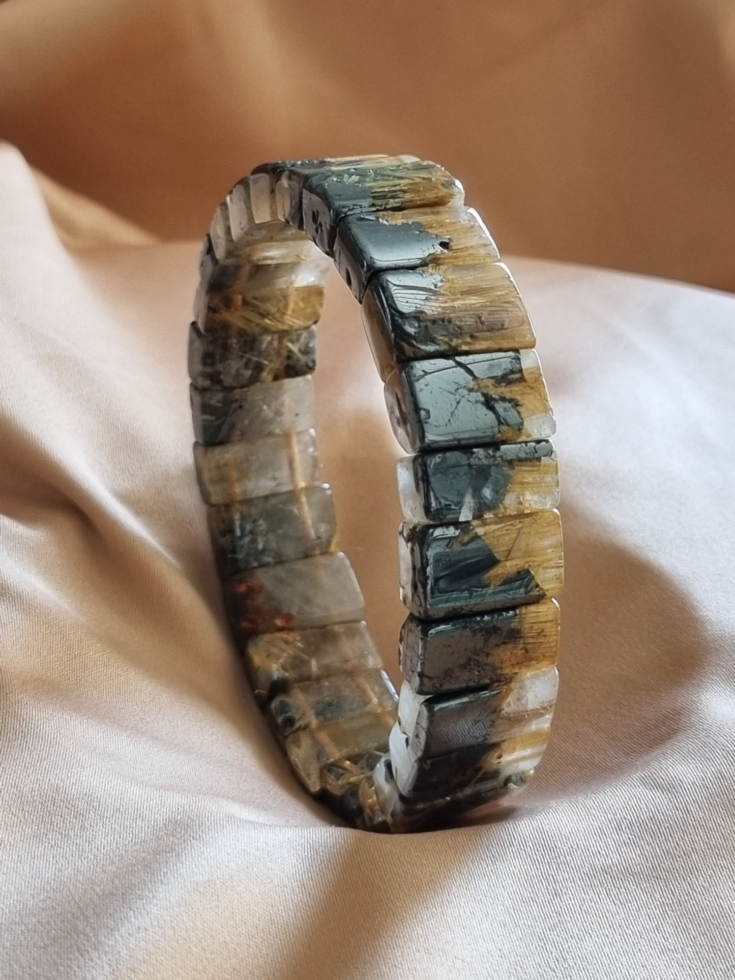 Golden Titanium Rutilated Quartz Bangle