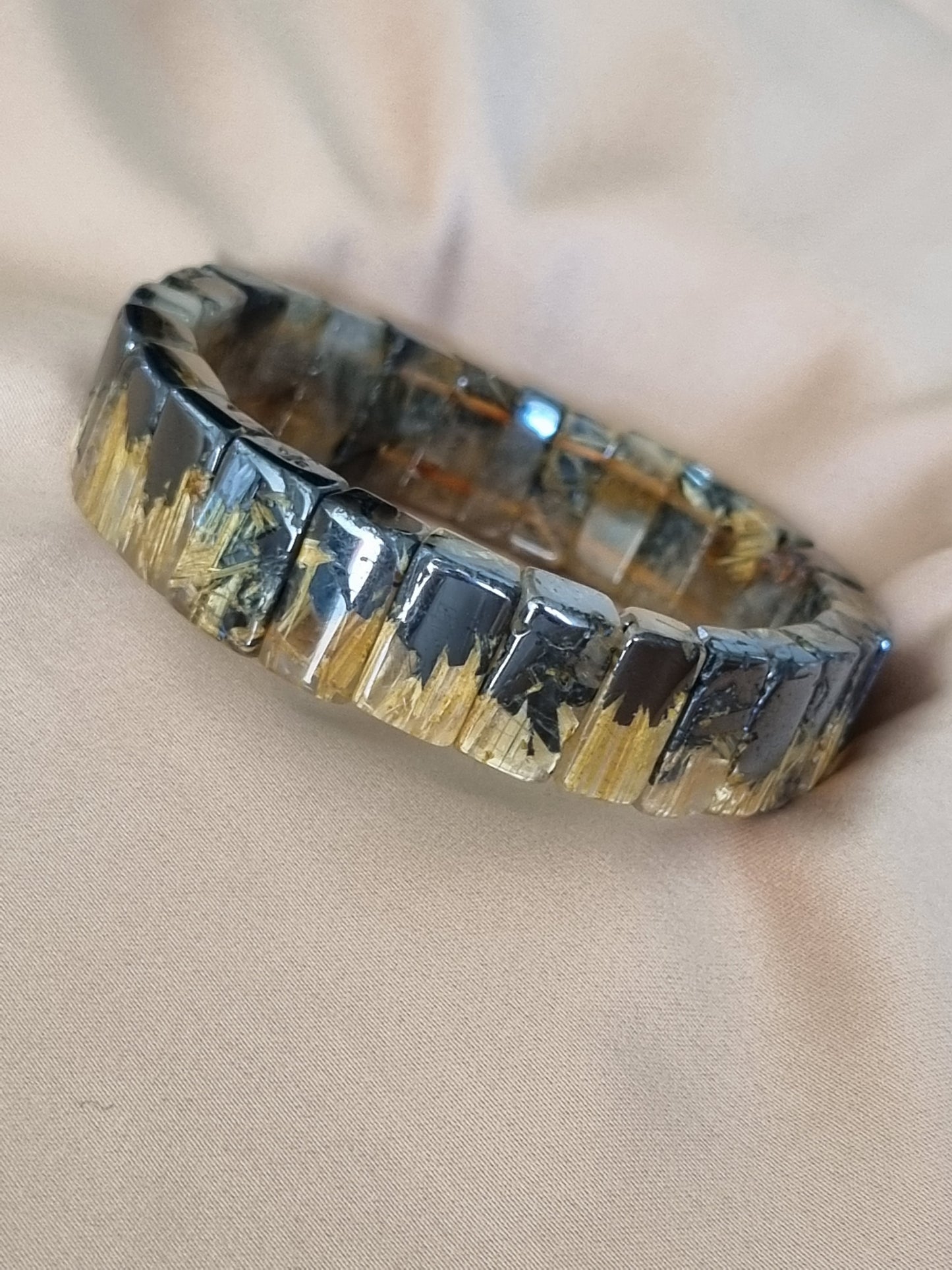 Golden Titanium Rutilated Quartz Bangle