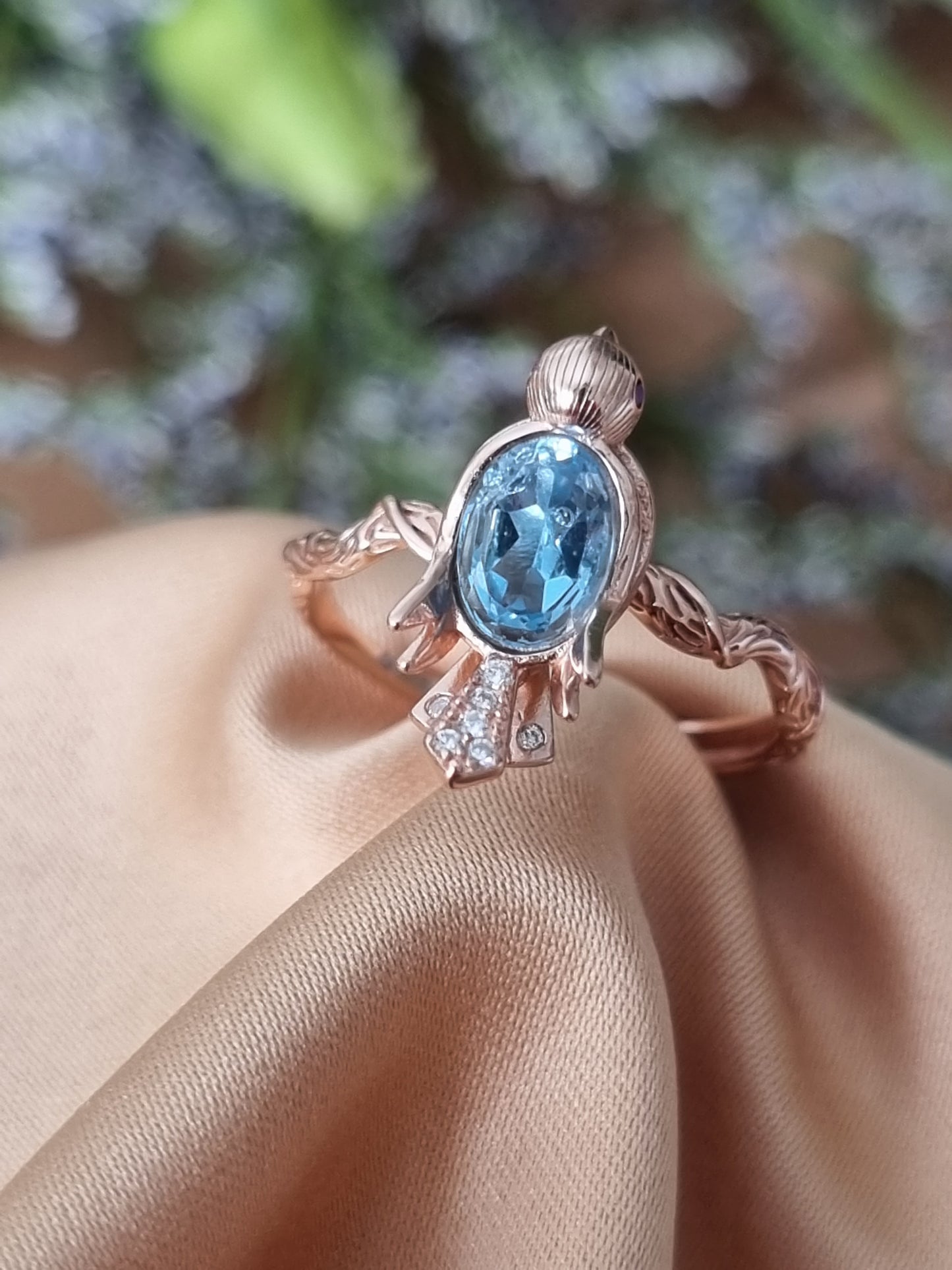 Swiss Blue Topaz Bird Ring