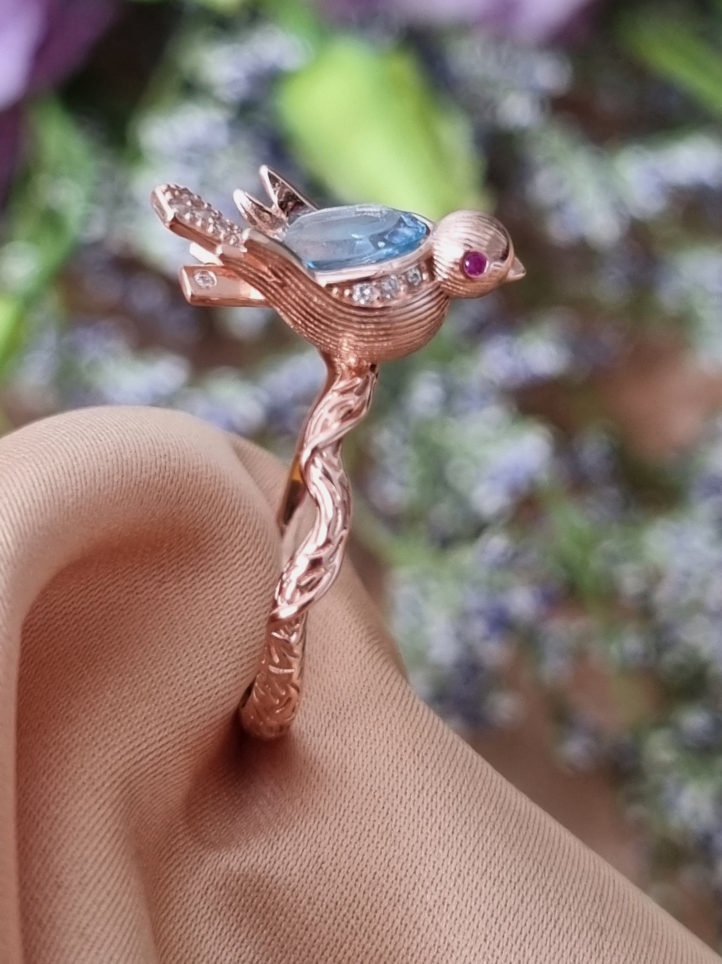 Swiss Blue Topaz Bird Ring