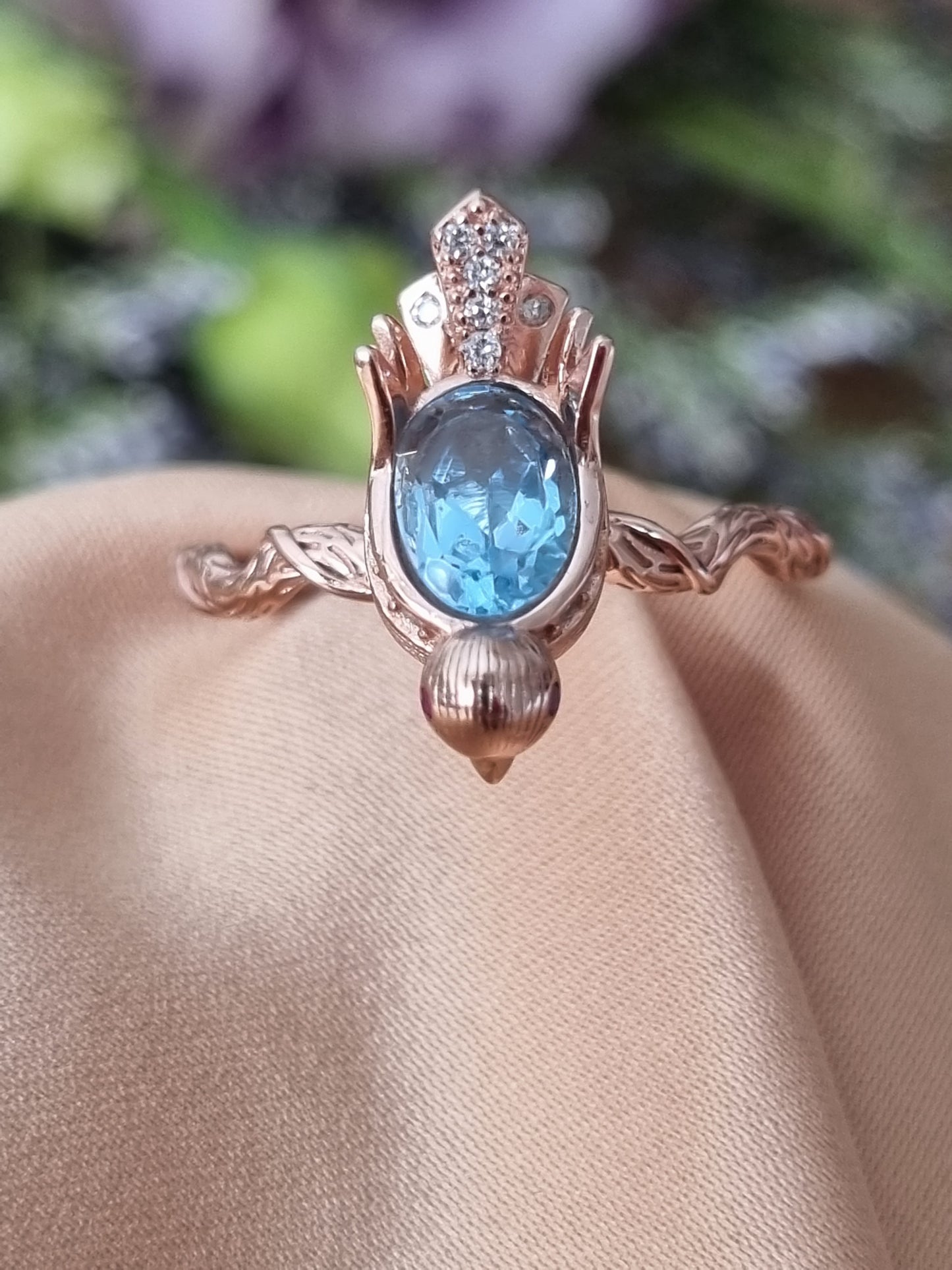 Swiss Blue Topaz Bird Ring