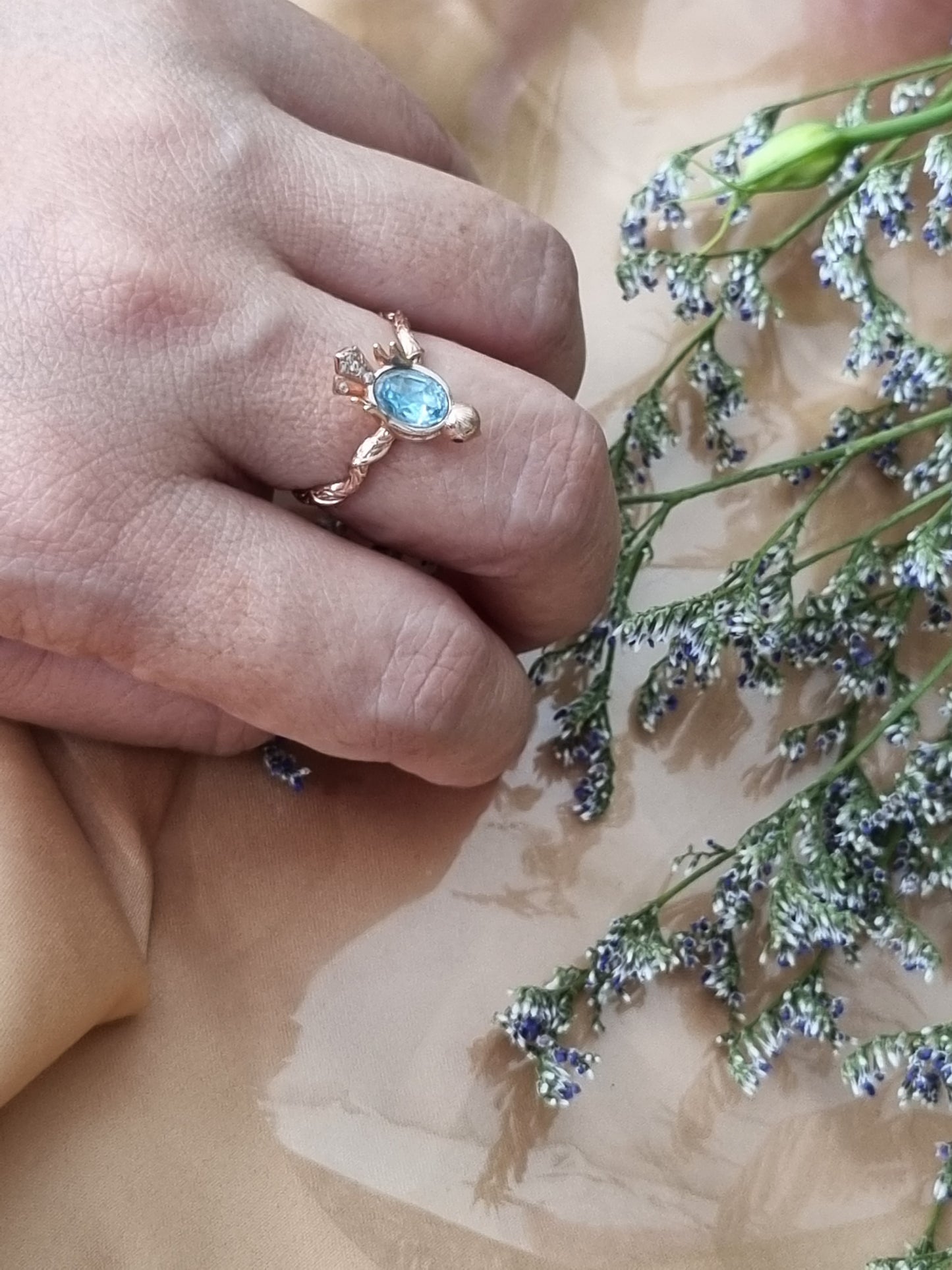 Swiss Blue Topaz Bird Ring