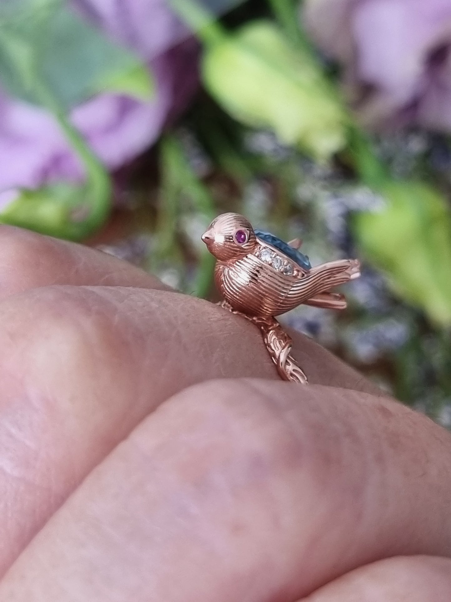 Swiss Blue Topaz Bird Ring