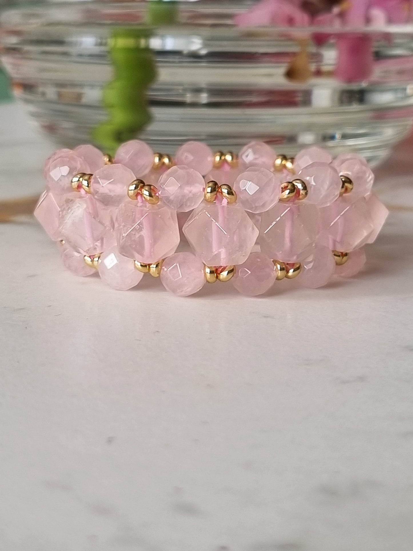 3-tier Rose Quartz Bracelet