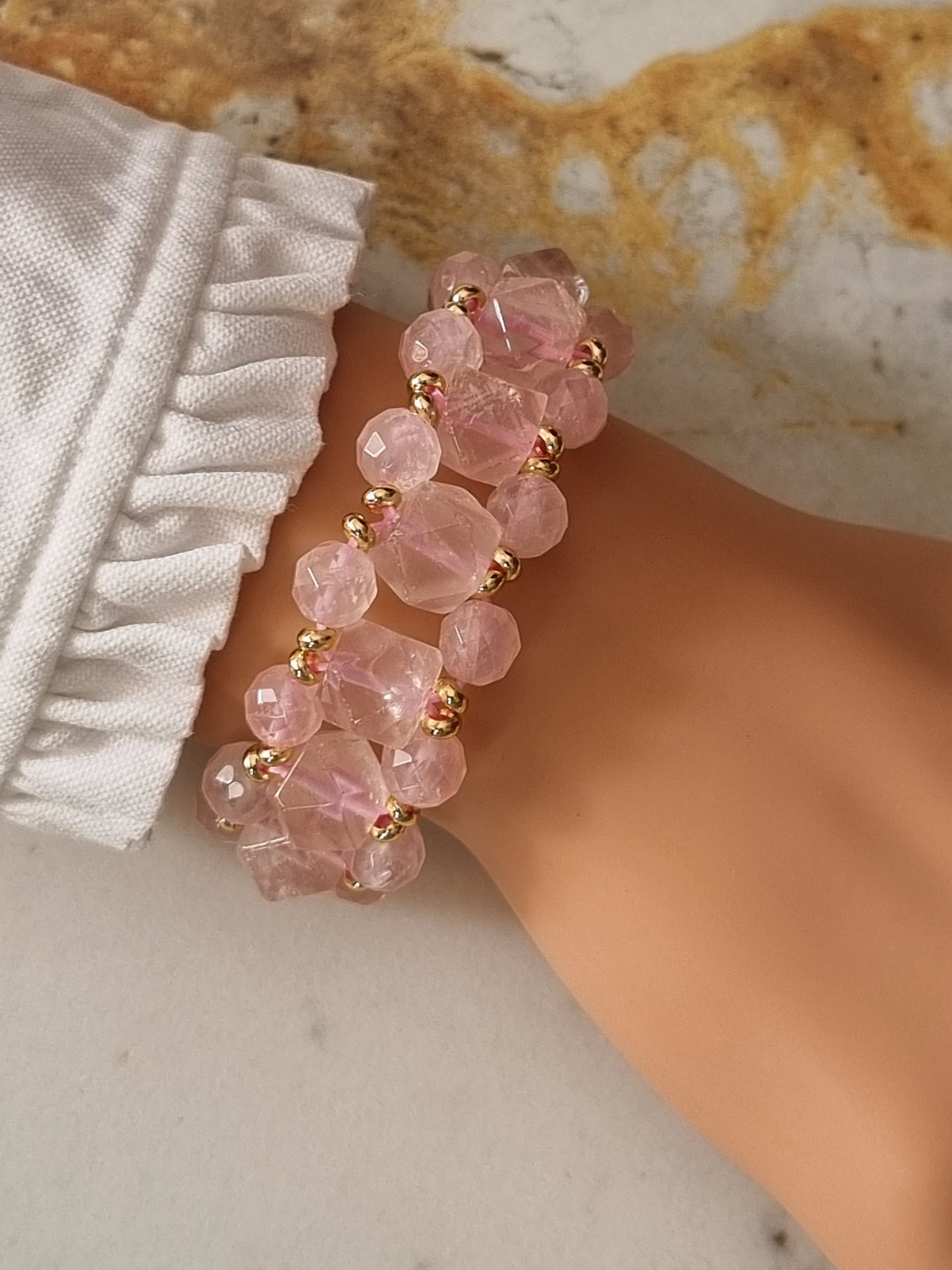 3-tier Rose Quartz Bracelet