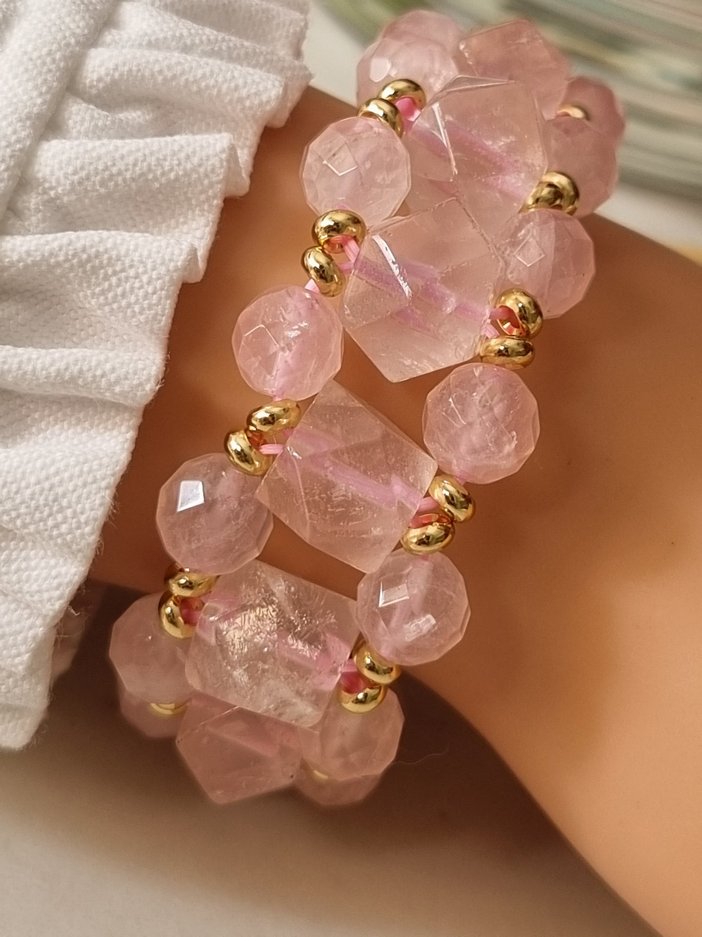 3-tier Rose Quartz Bracelet