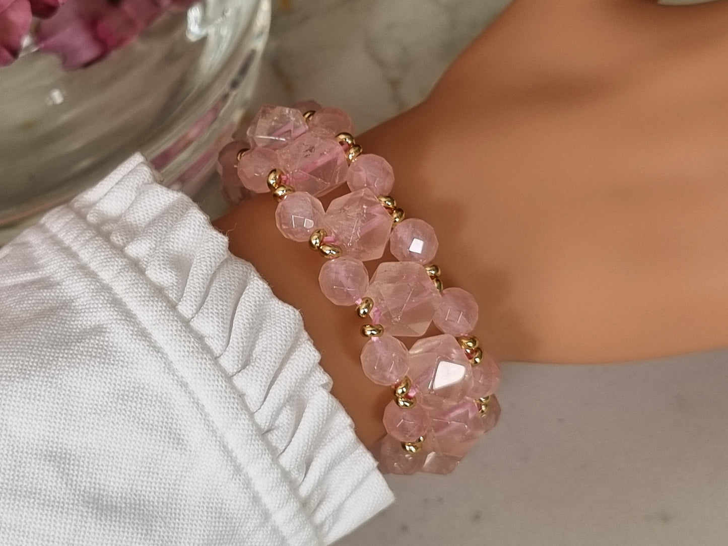 3-tier Rose Quartz Bracelet