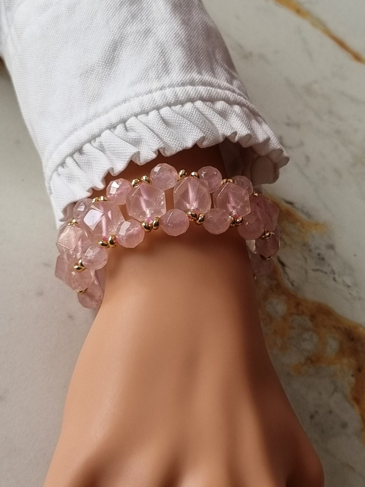 3-tier Rose Quartz Bracelet